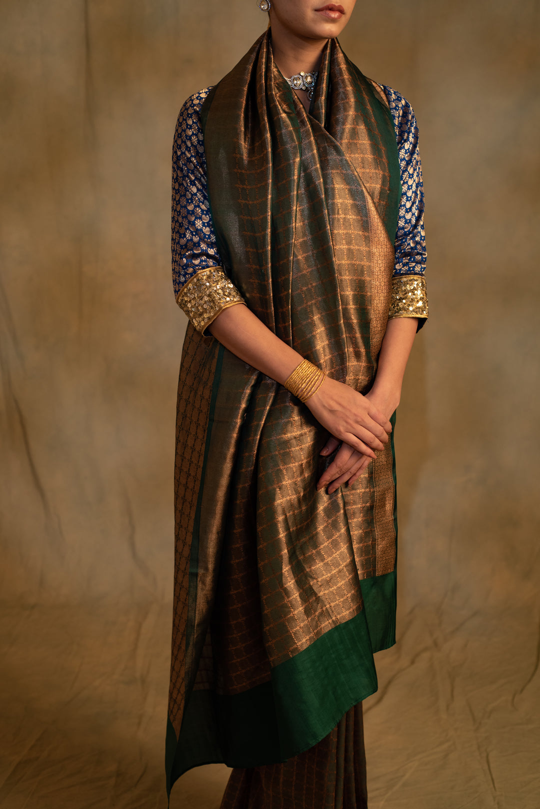 Tusu- Fern Green Silk Banarasi Saree