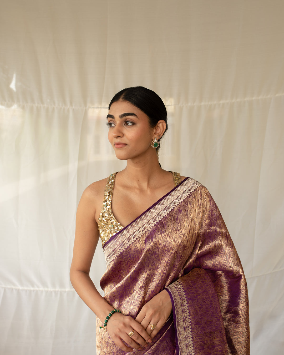Siddheshwari - Purple Silk Mashroo Banarasi Textured Saree