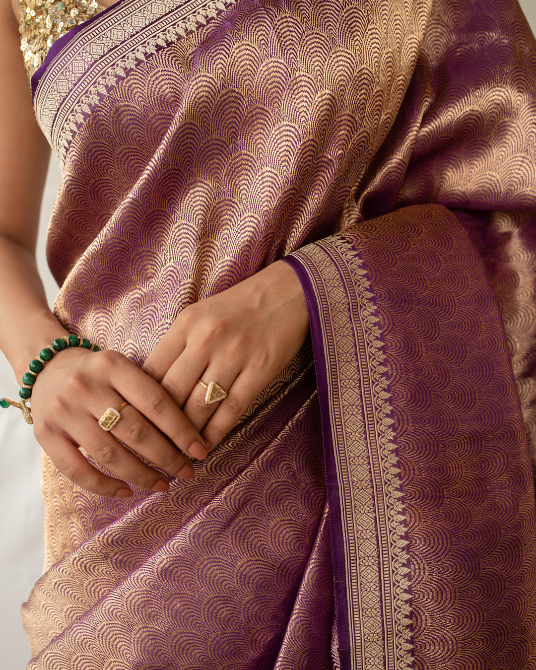 Siddheshwari - Purple Silk Mashroo Banarasi Textured Saree