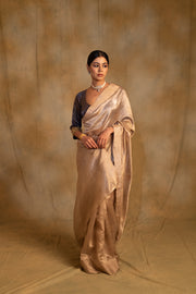 Panchami- Beige Silk Chanderi Tissue Saree