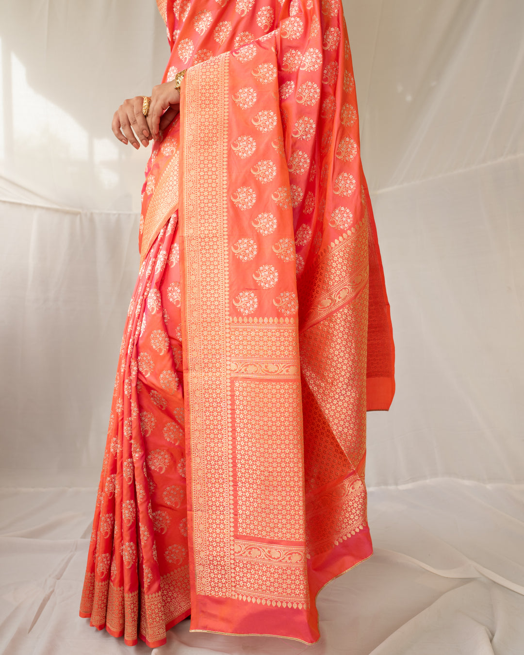 Parakasha - Orange Silk Banarasi Saree