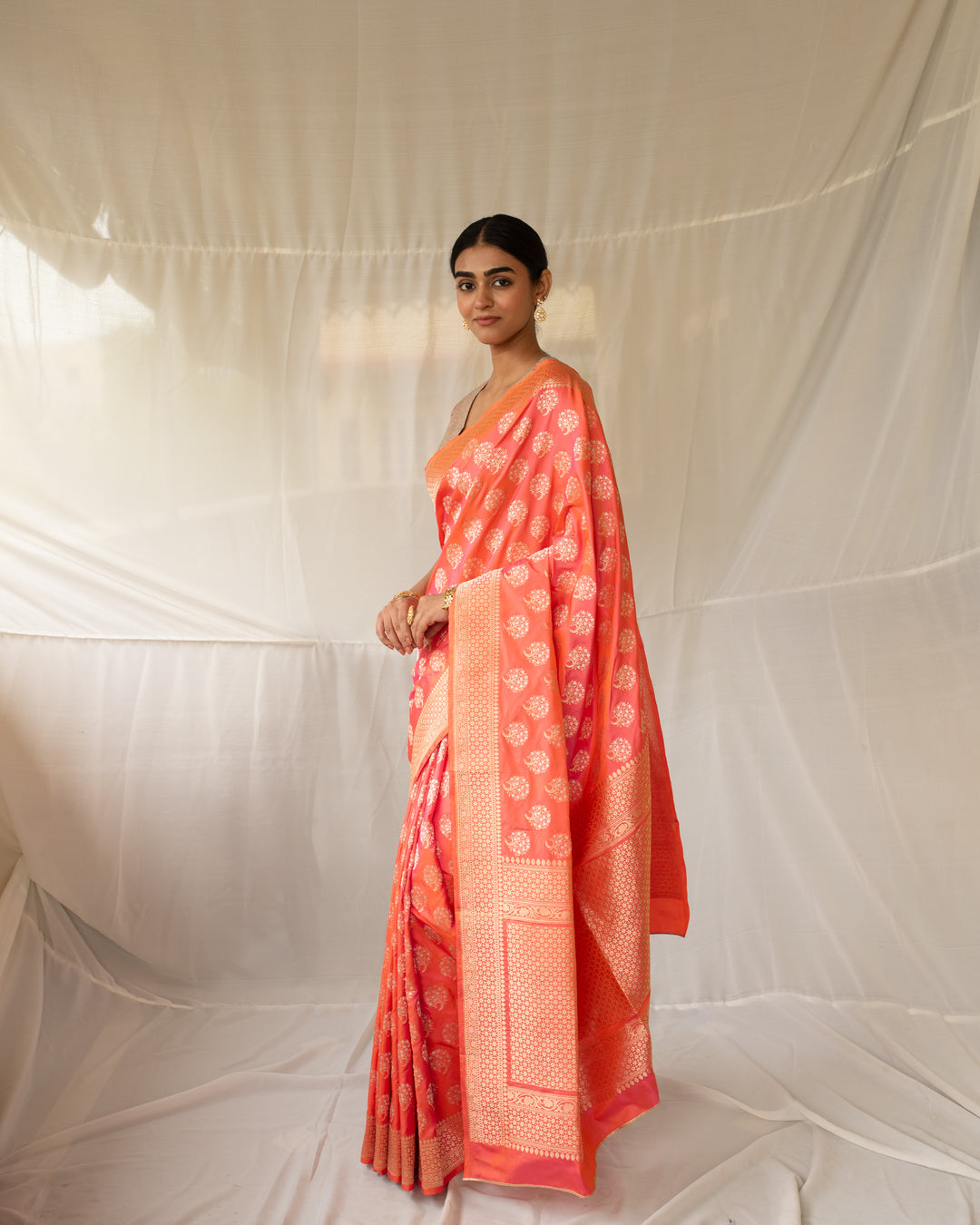 Parakasha - Orange Silk Banarasi Saree
