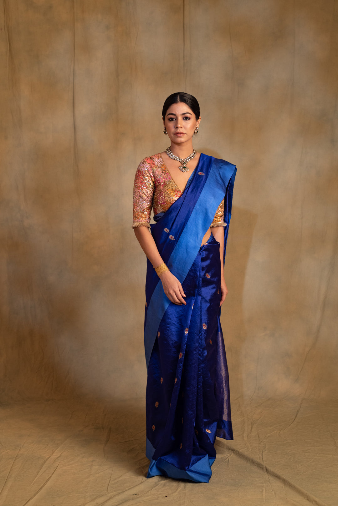 Navami- Blue Silk Banarasi Saree