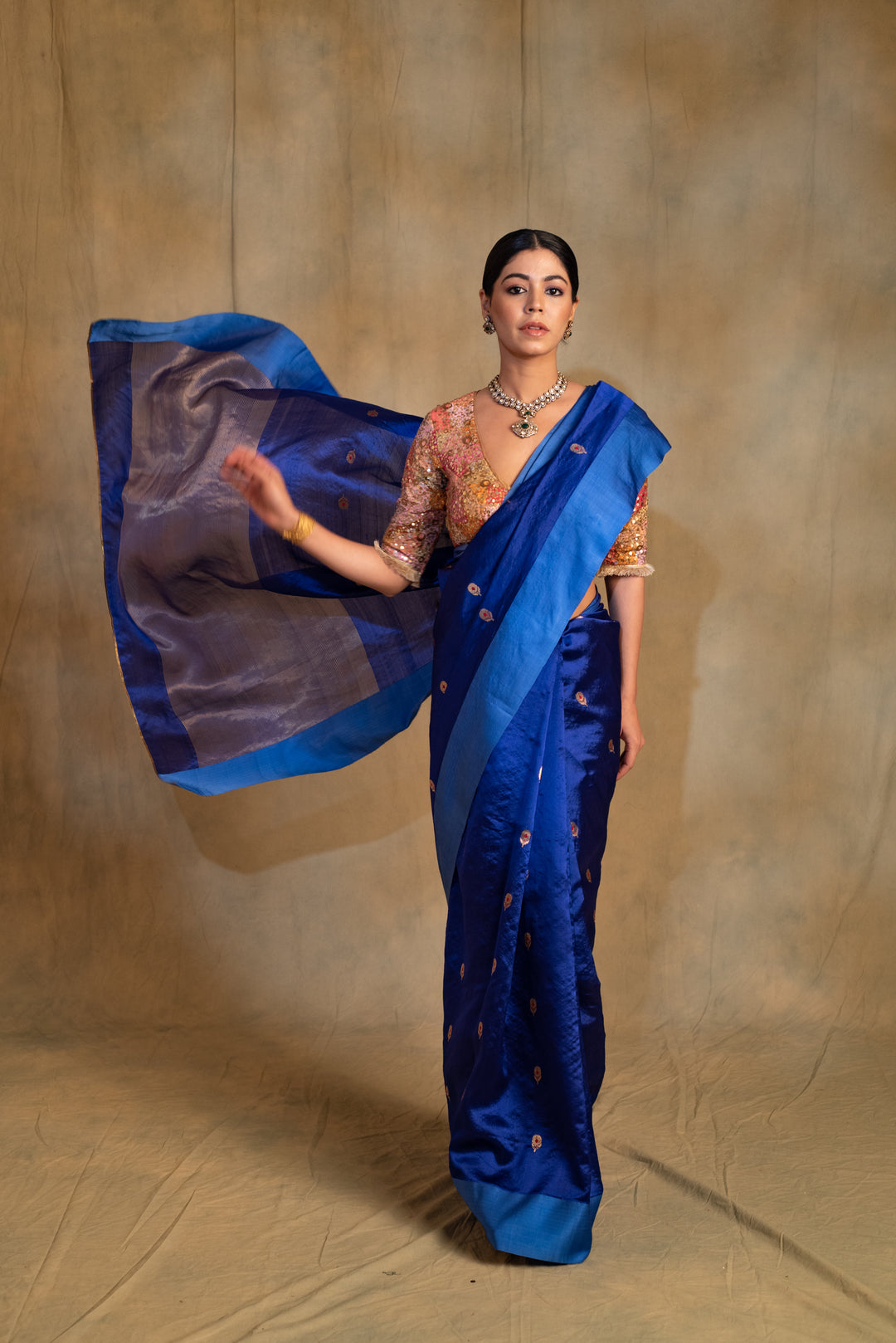 Navami- Blue Silk Banarasi Saree