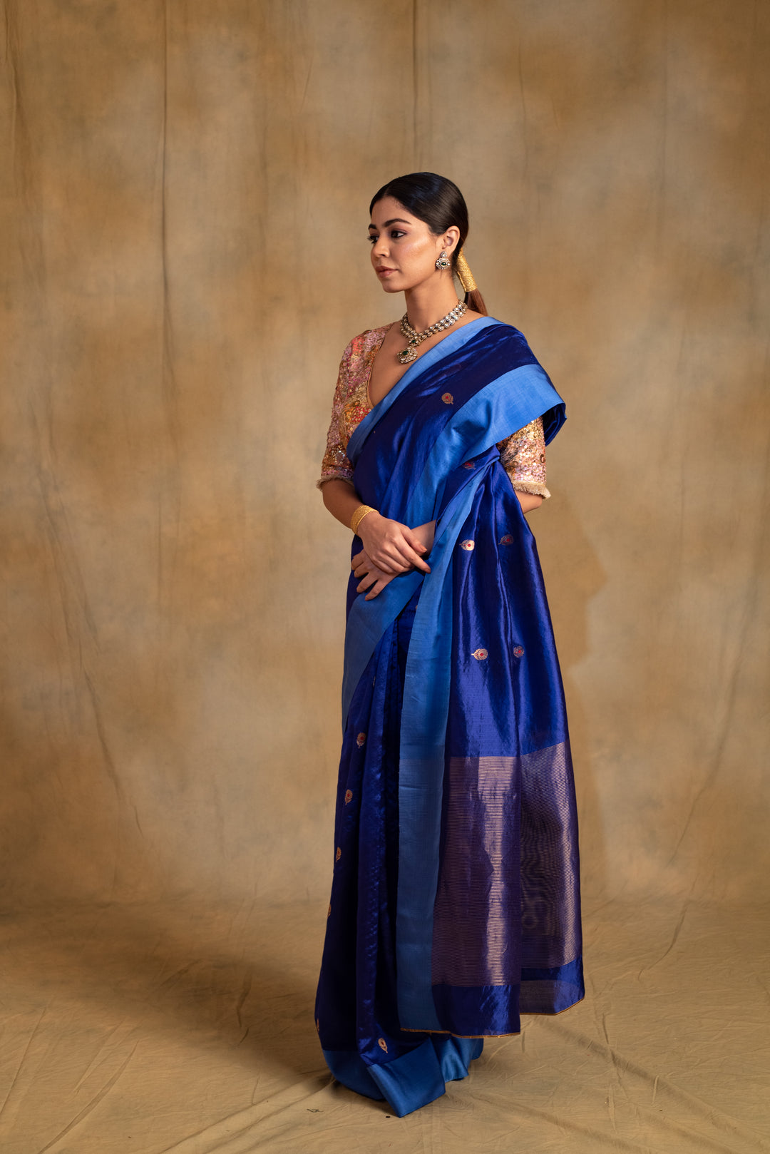 Navami- Blue Silk Banarasi Saree