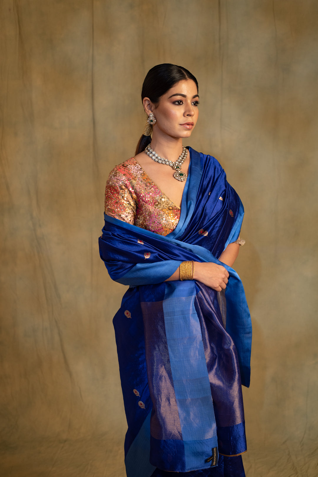 Navami- Blue Silk Banarasi Saree