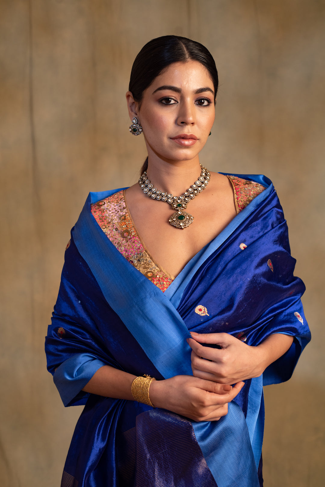 Navami- Blue Silk Banarasi Saree