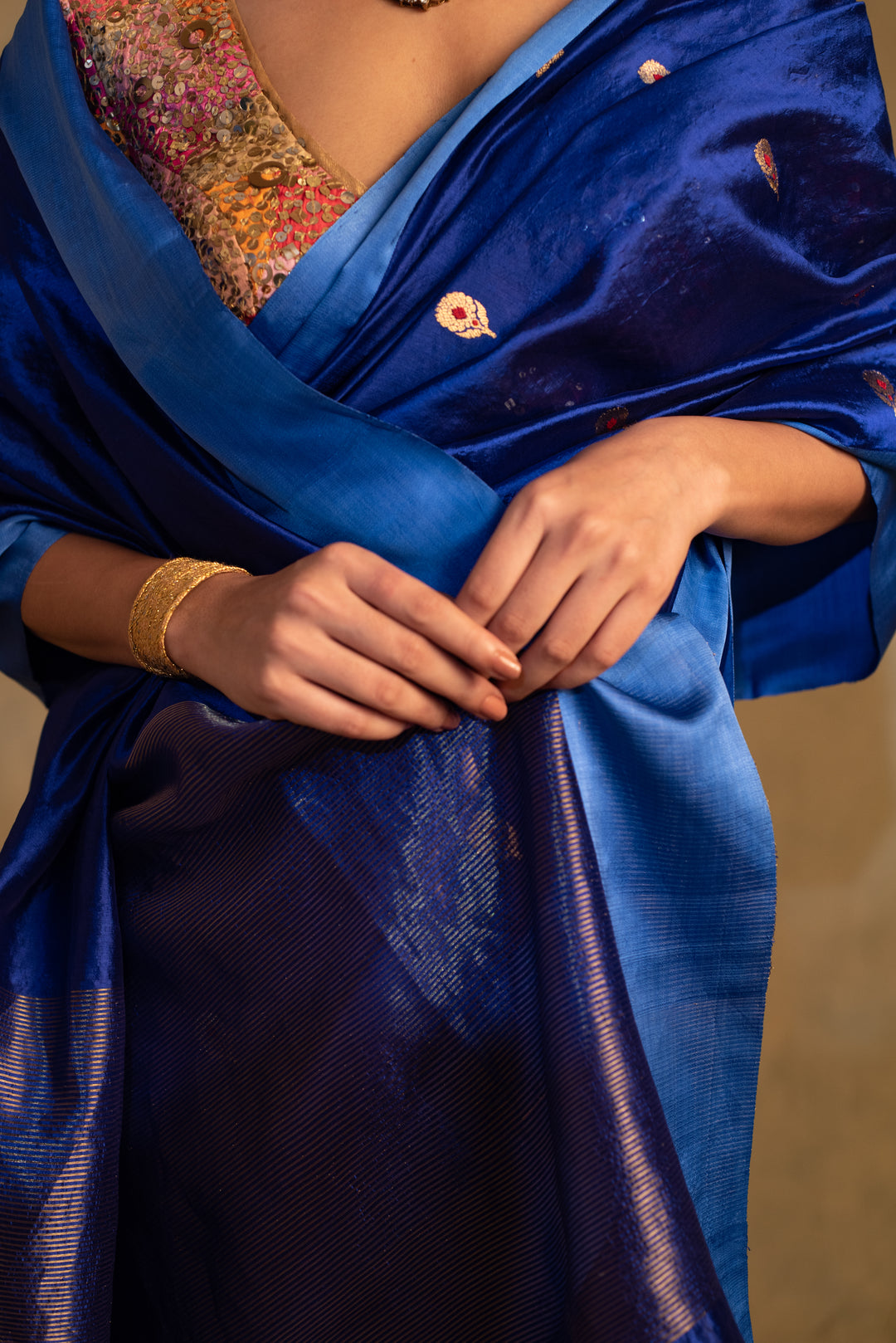 Navami- Blue Silk Banarasi Saree