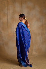 Navami- Blue Silk Banarasi Saree