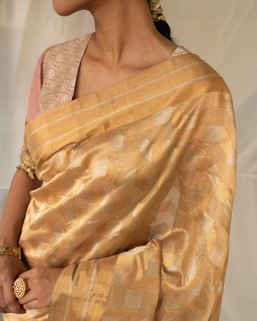 Tula - Gold Silk Chanderi Saree