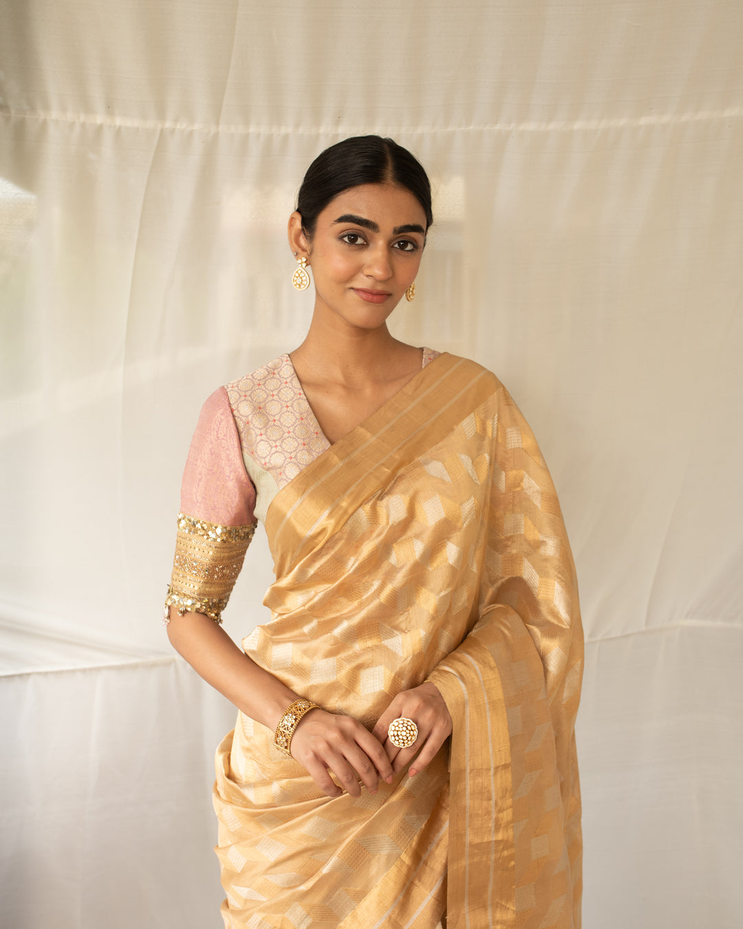 Tula - Gold Silk Chanderi Saree