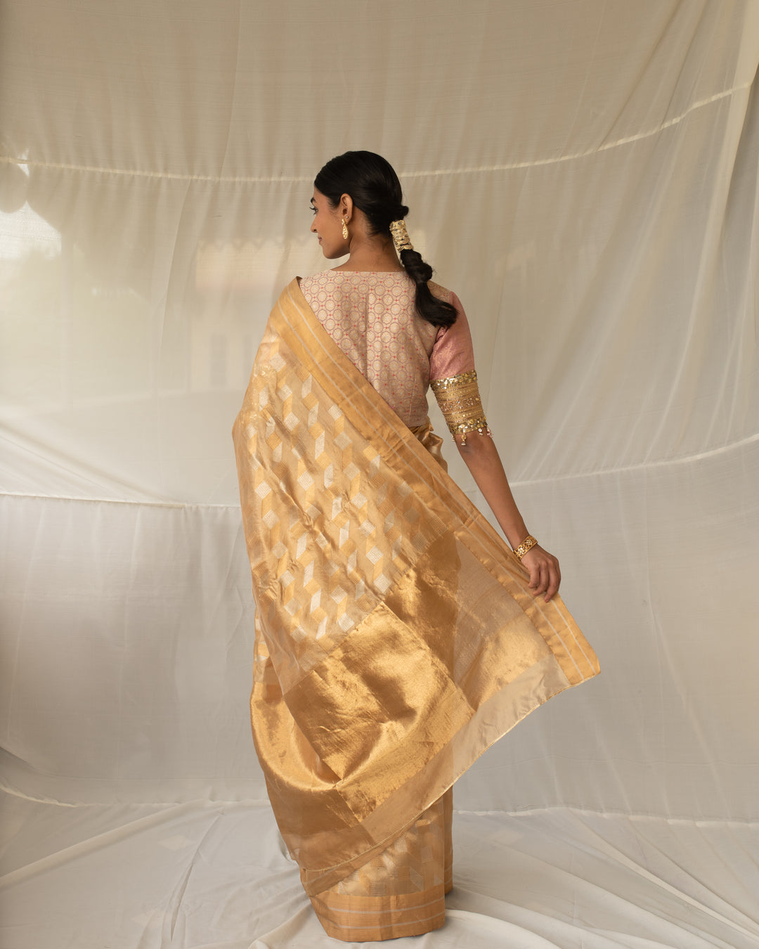 Tula - Gold Silk Chanderi Saree