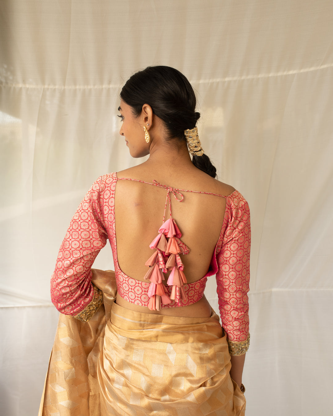 Reva - Pink Silk Brocade Blouse
