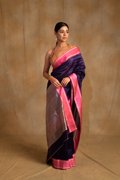 Vishu- Purple Silk Banarasi Saree