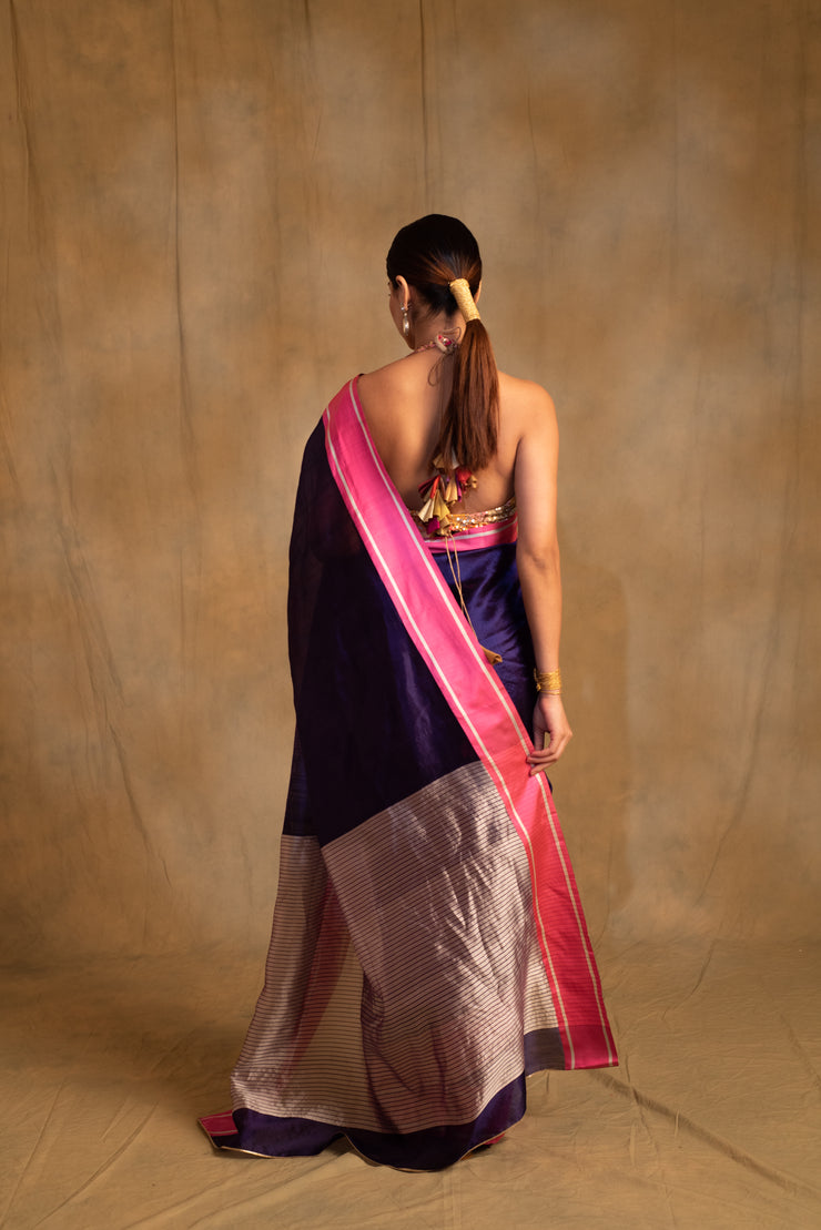 Vishu- Purple Silk Banarasi Saree