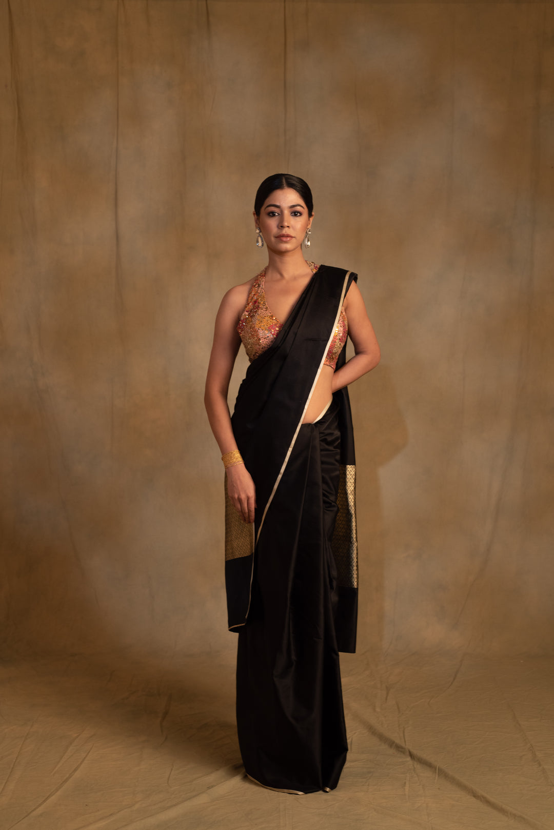 Mahalaya- Black Silk Mashru Banarasi Saree