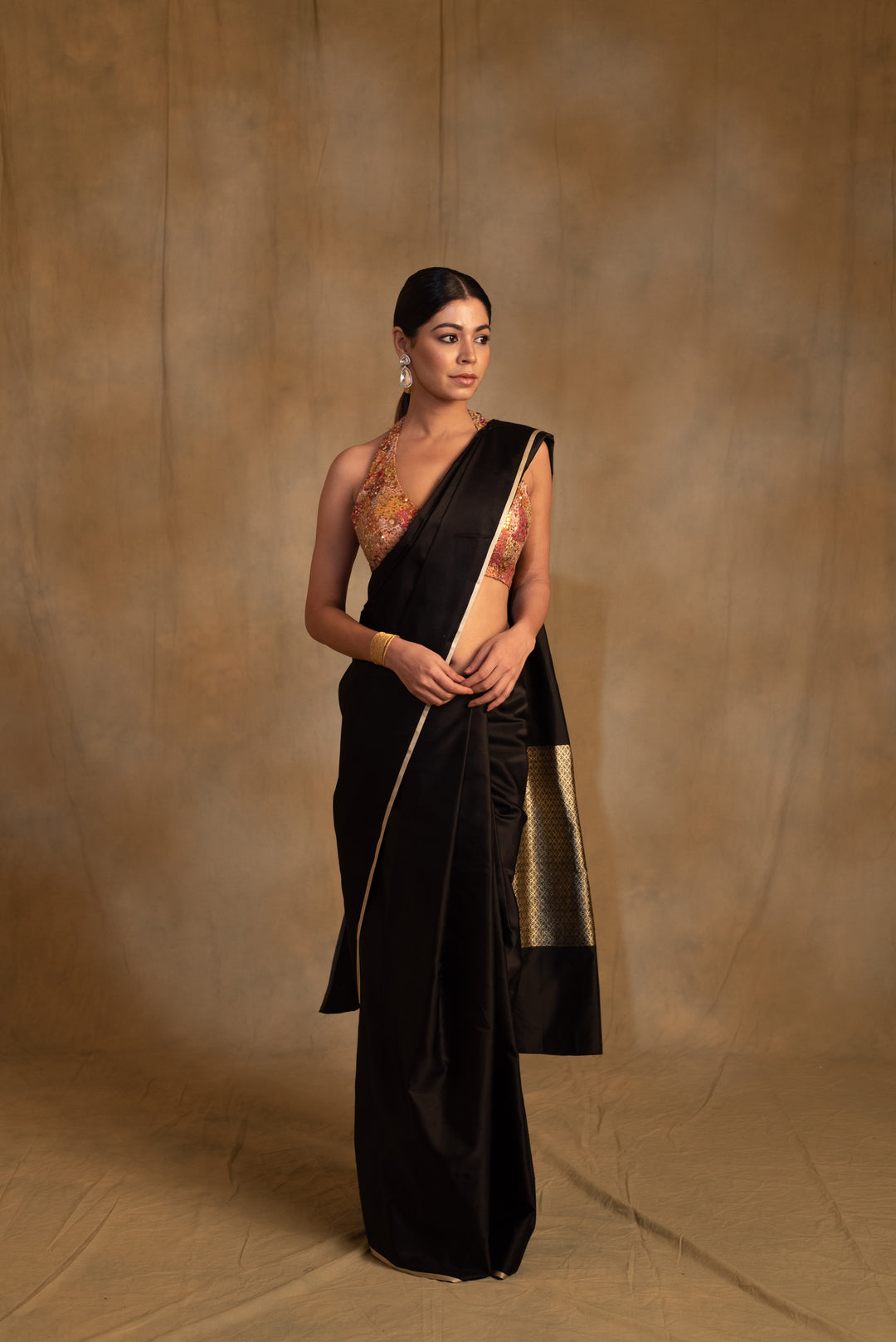 Mahalaya- Black Silk Mashru Banarasi Saree