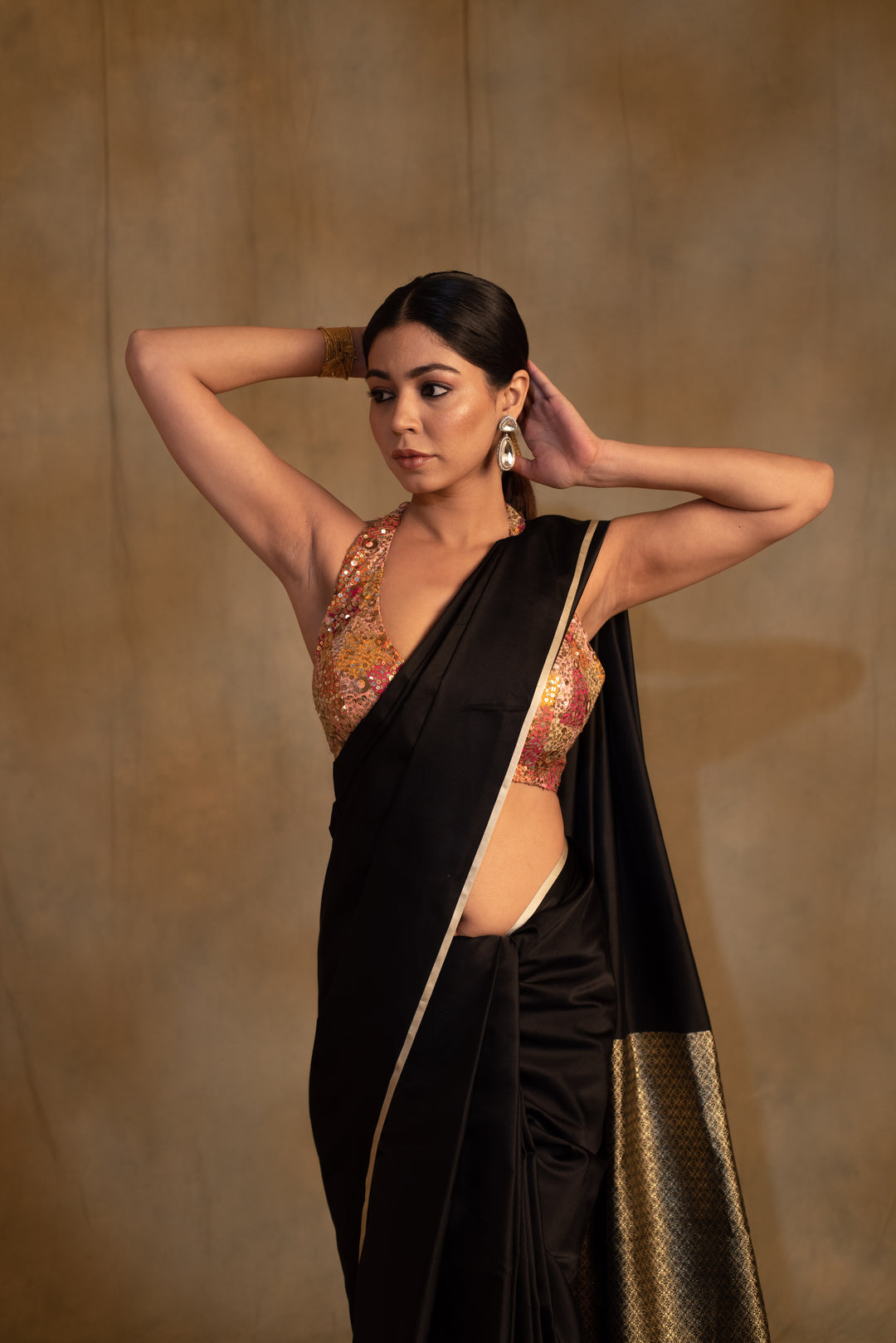 Mahalaya- Black Silk Mashru Banarasi Saree