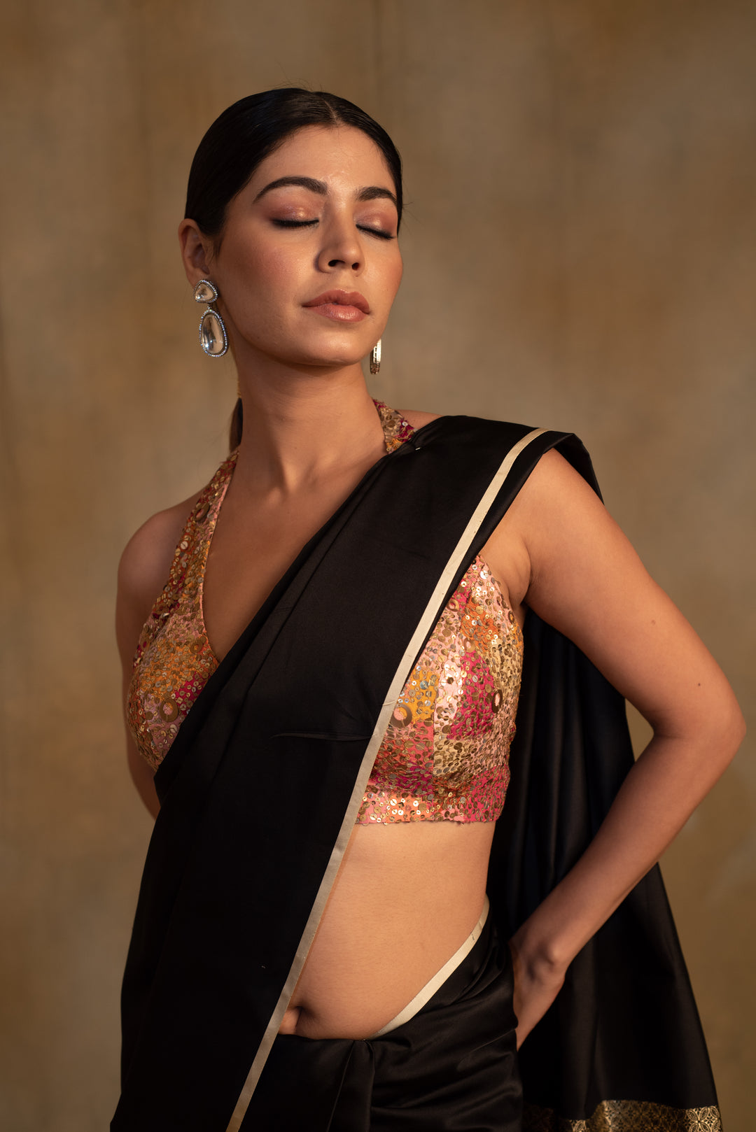 Mahalaya- Black Silk Mashru Banarasi Saree