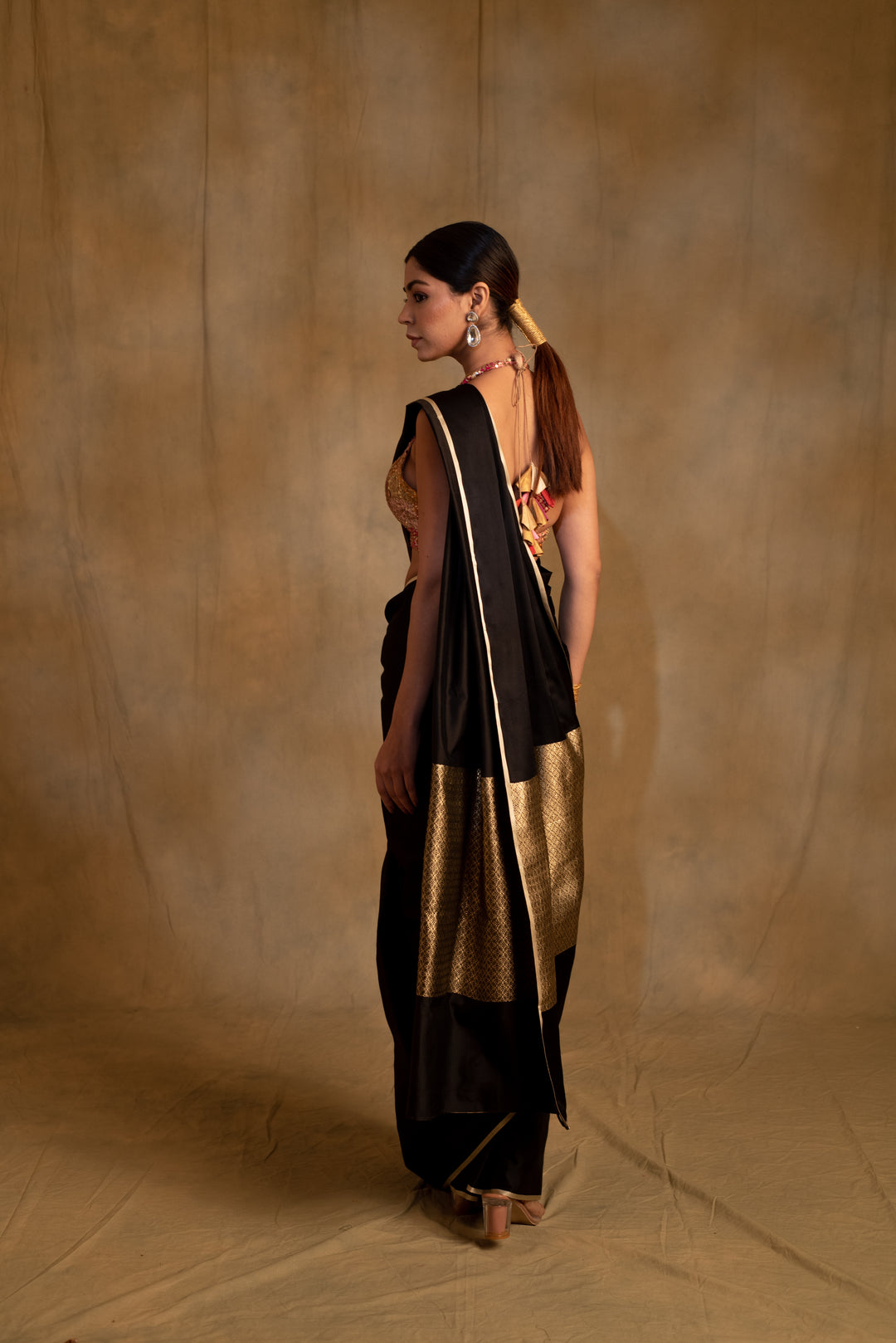 Mahalaya- Black Silk Mashru Banarasi Saree