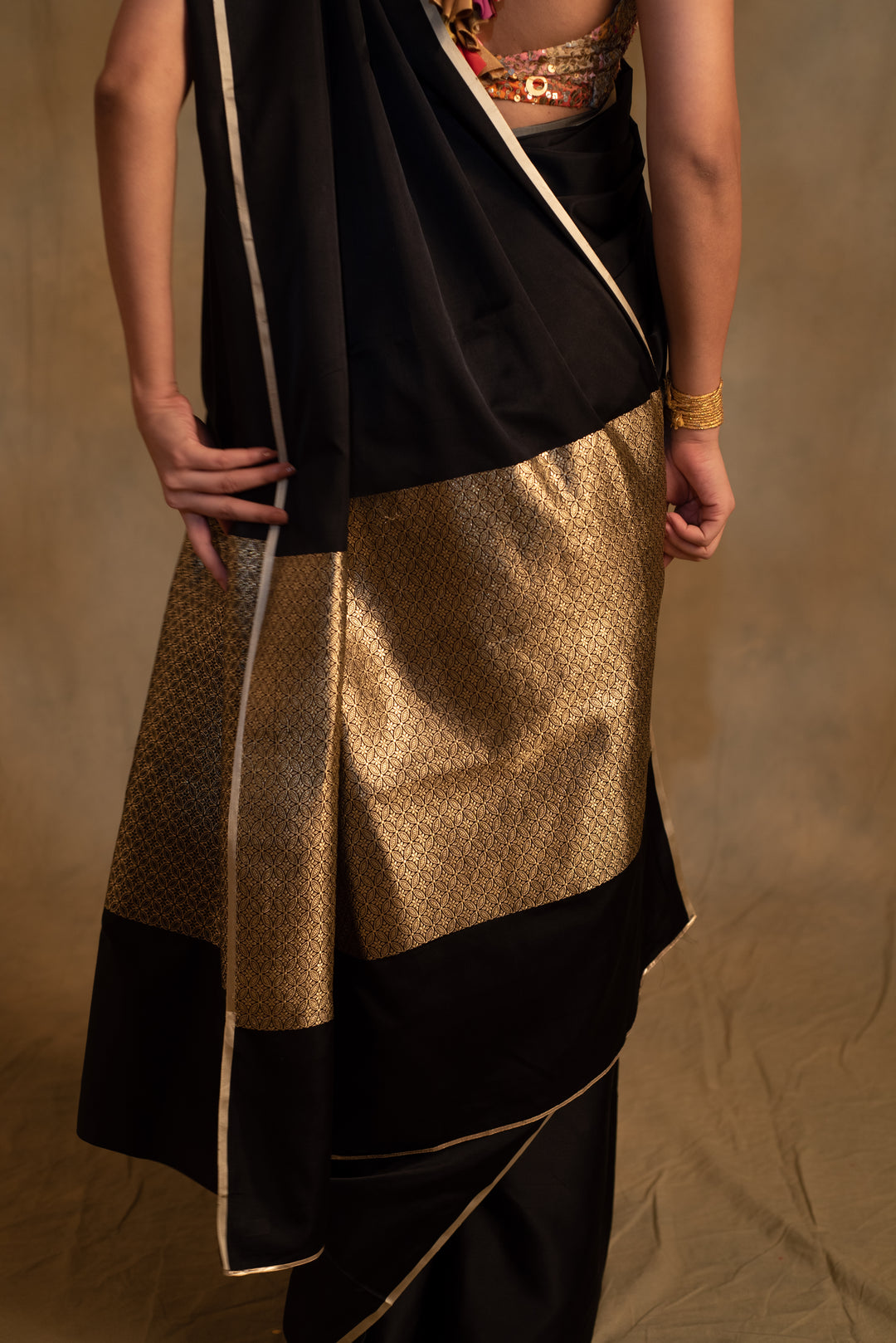 Mahalaya- Black Silk Mashru Banarasi Saree