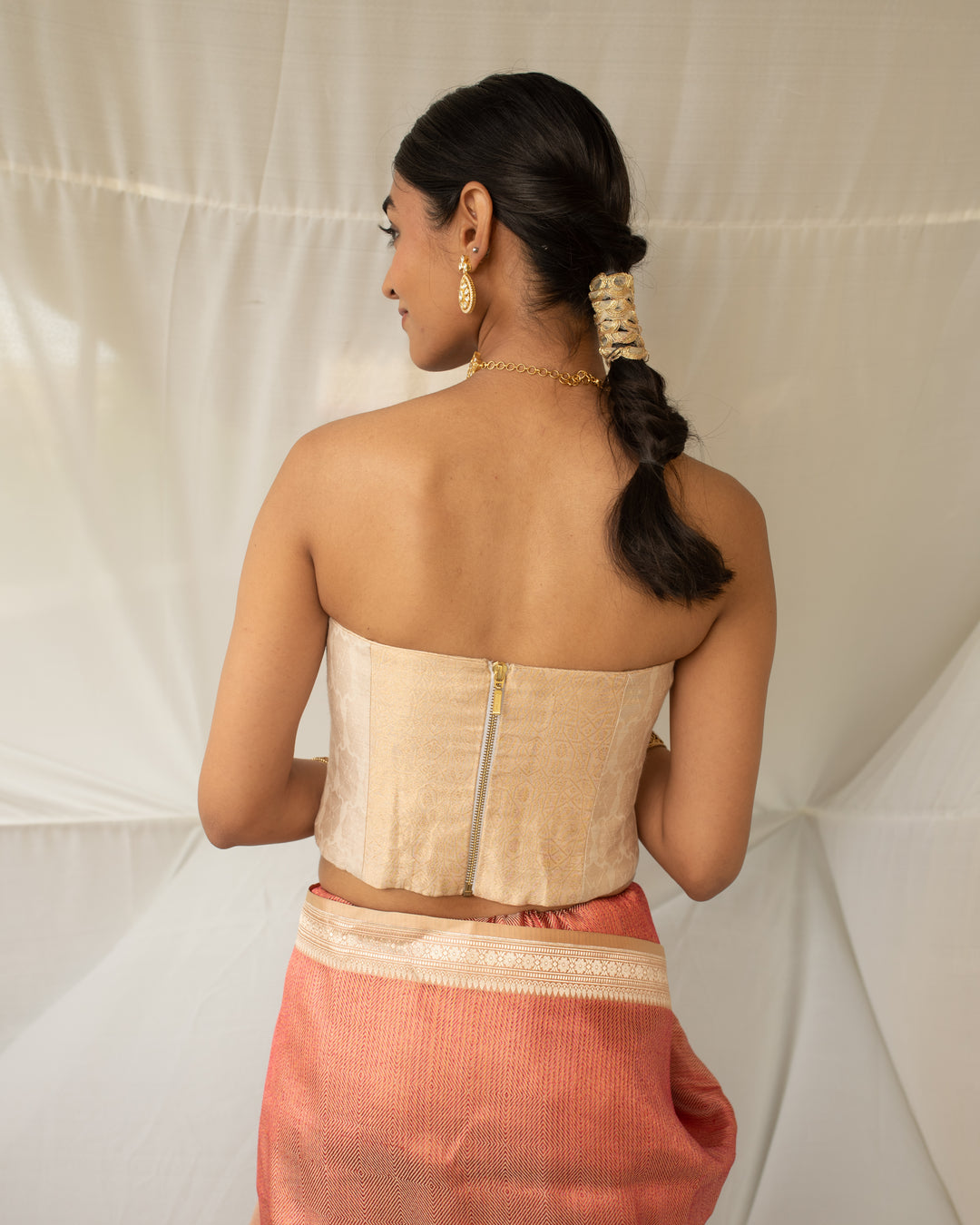 Naqsh - Gold and Ivory Silk Corset