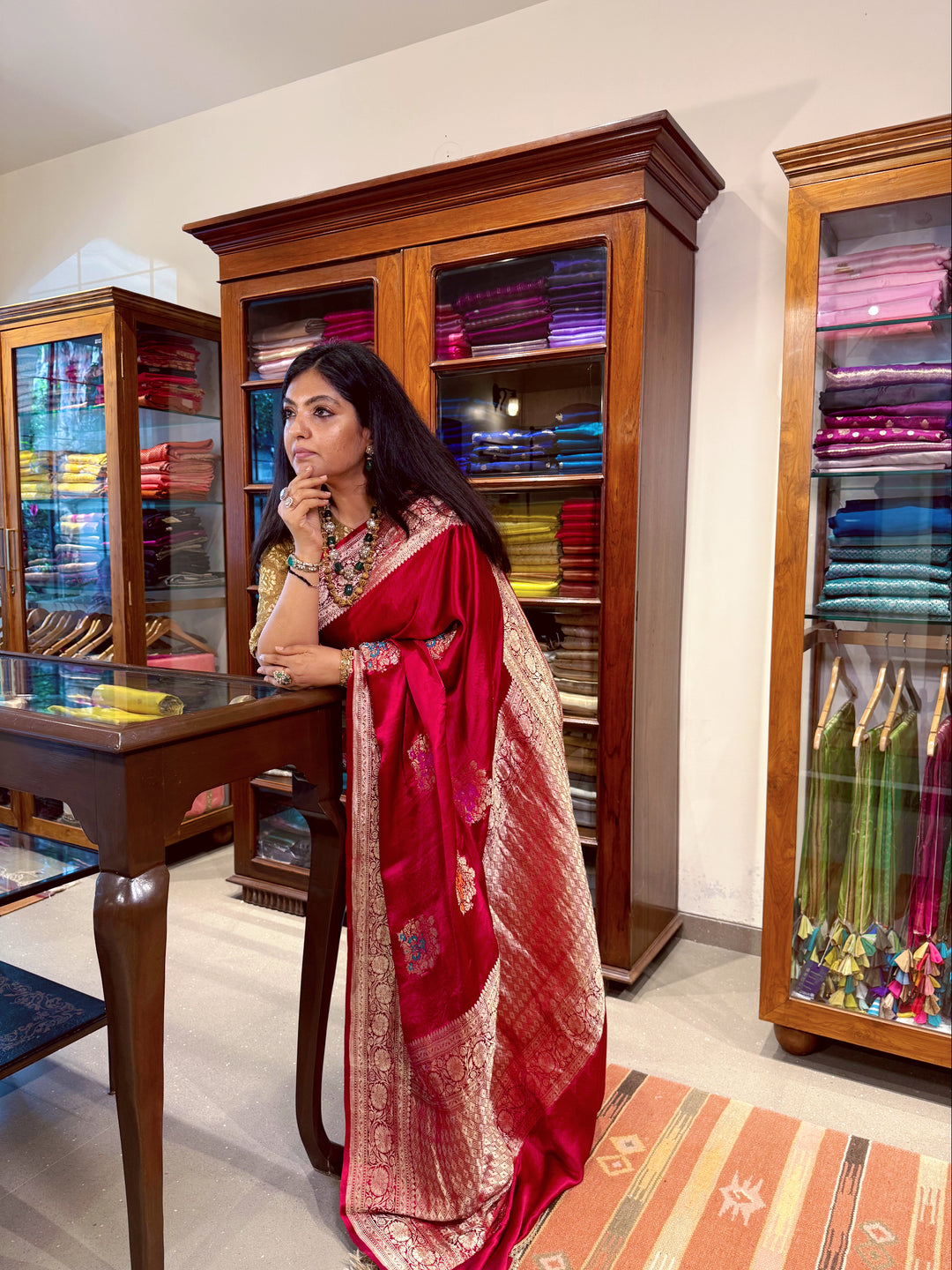 Manohara - Red Mashroo Satin Silk Banarasi Saree
