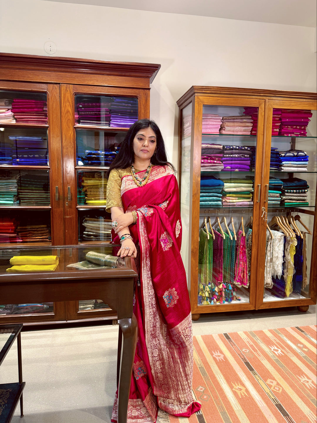 Manohara - Red Mashroo Satin Silk Banarasi Saree