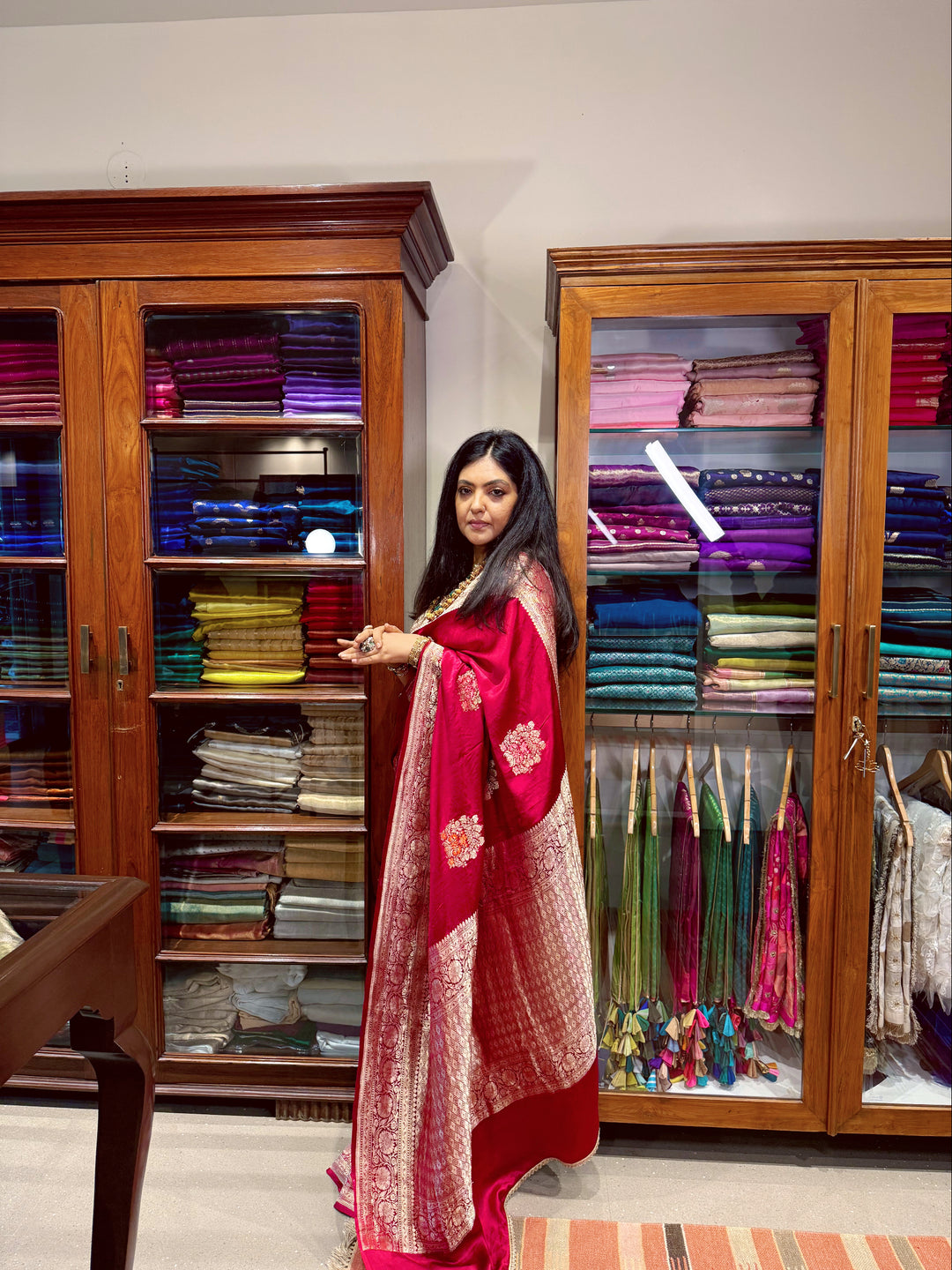 Manohara - Red Mashroo Satin Silk Banarasi Saree