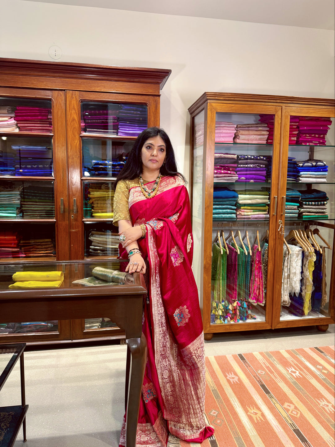 Manohara - Red Mashroo Satin Silk Banarasi Saree