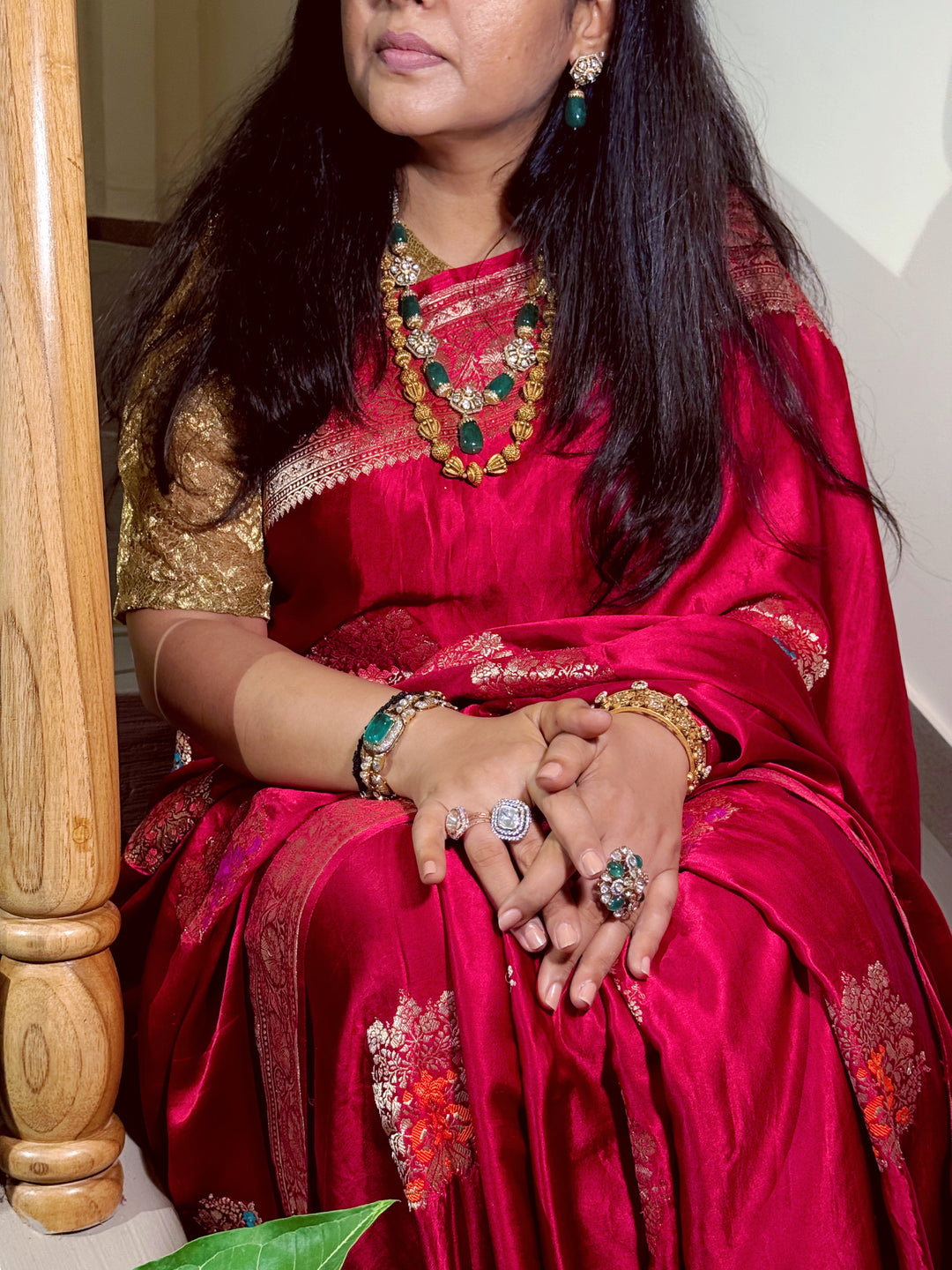 Manohara - Red Mashroo Satin Silk Banarasi Saree