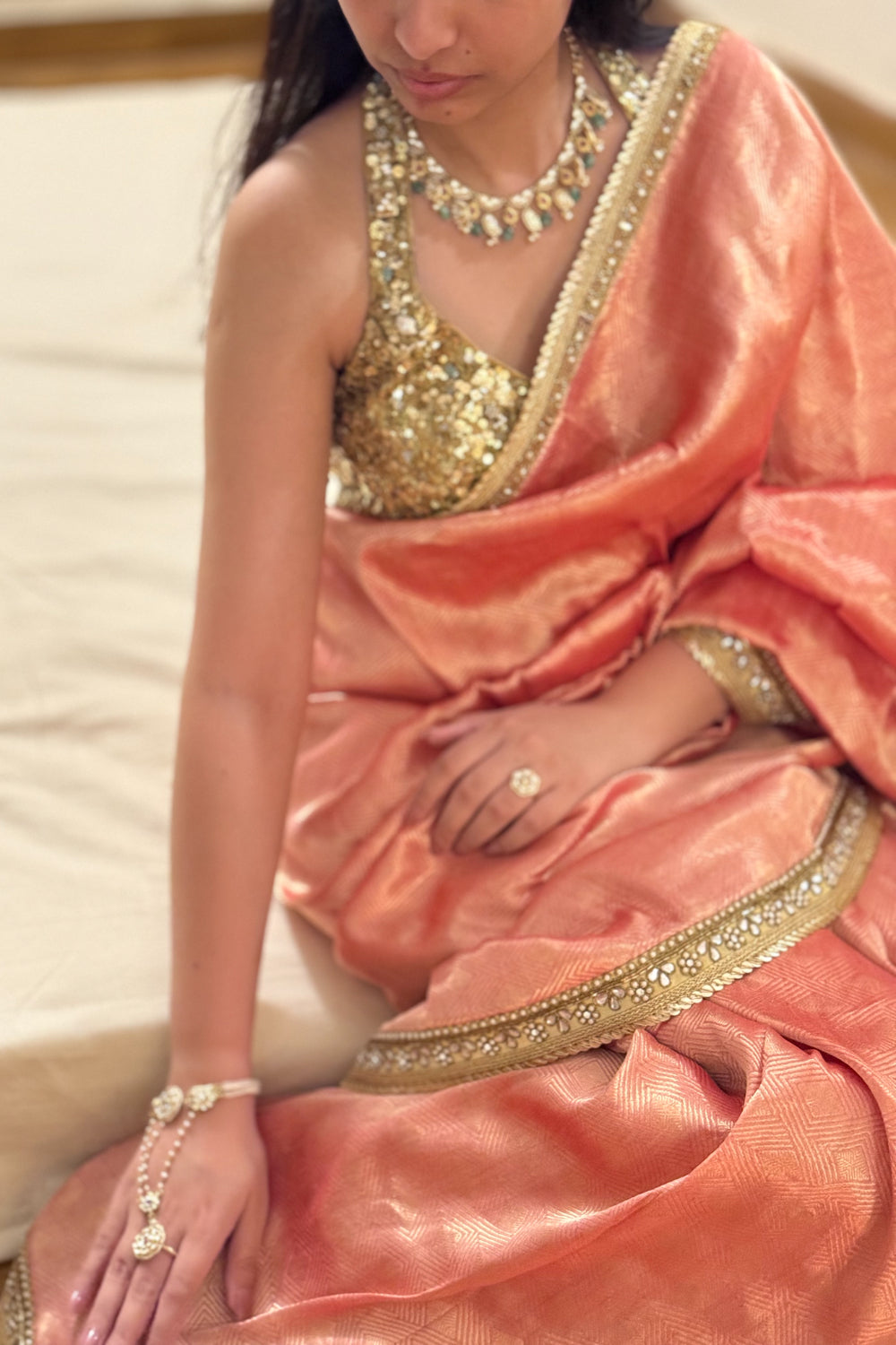 Vasini - Pink Silk Brocade Saree