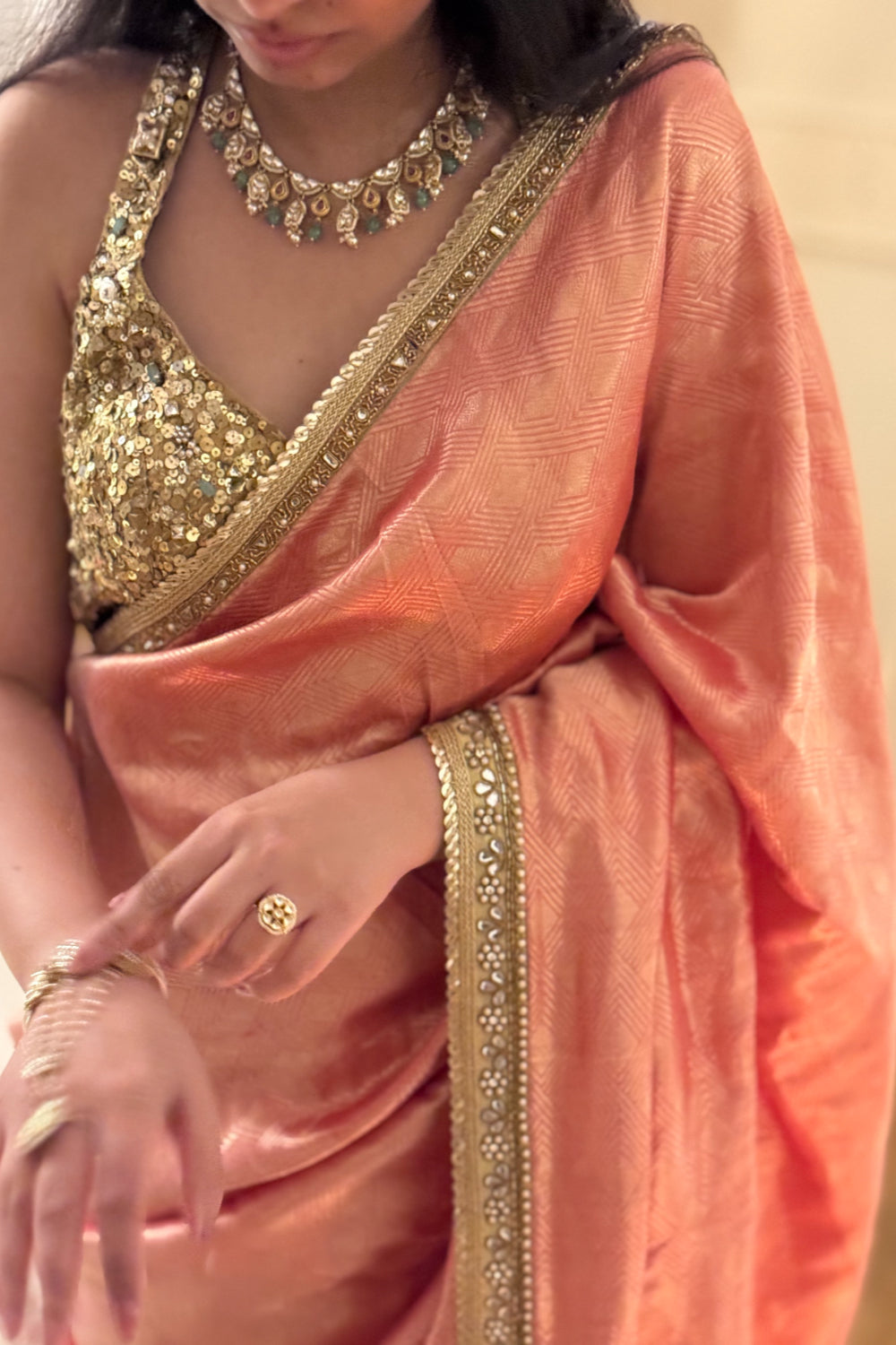 Vasini - Pink Silk Brocade Saree