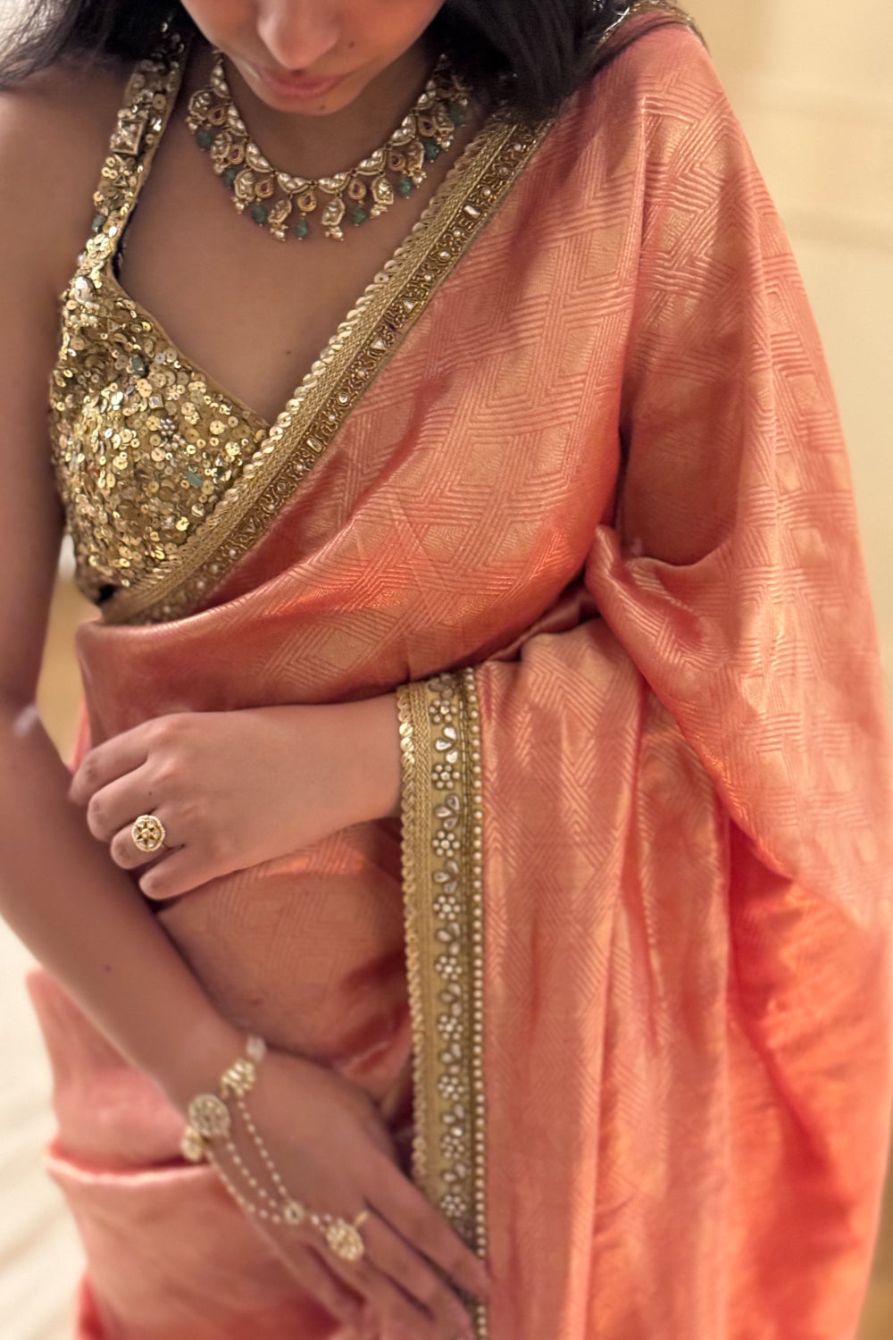 Vasini - Pink Silk Brocade Saree