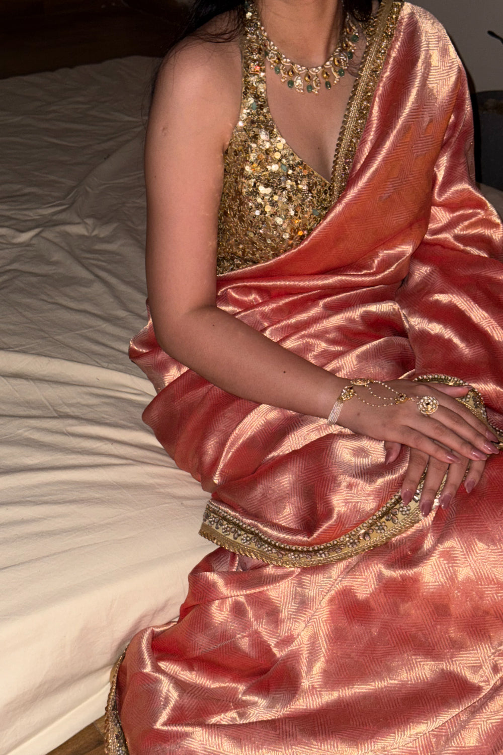 Vasini - Pink Silk Brocade Saree