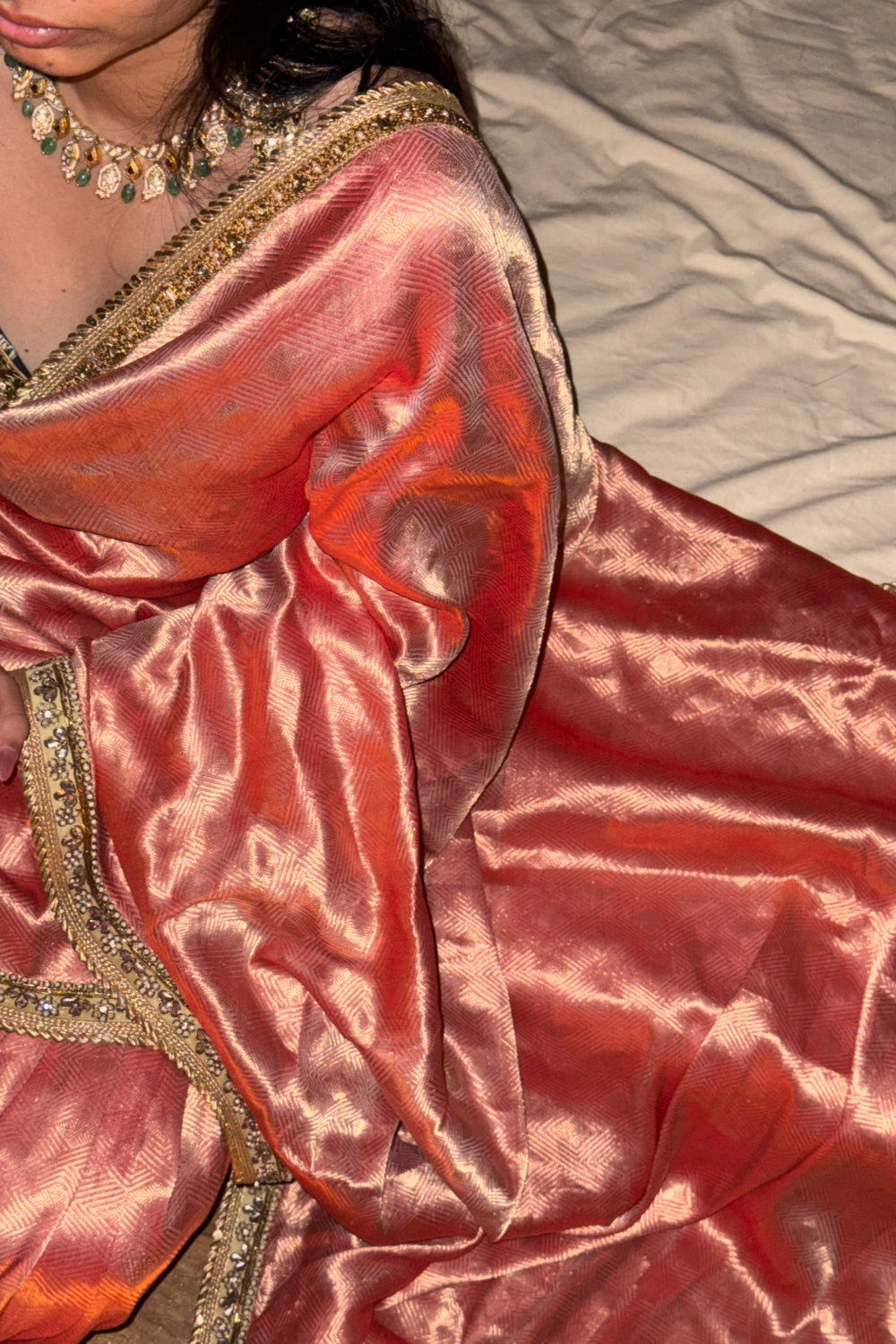 Vasini - Pink Silk Brocade Saree
