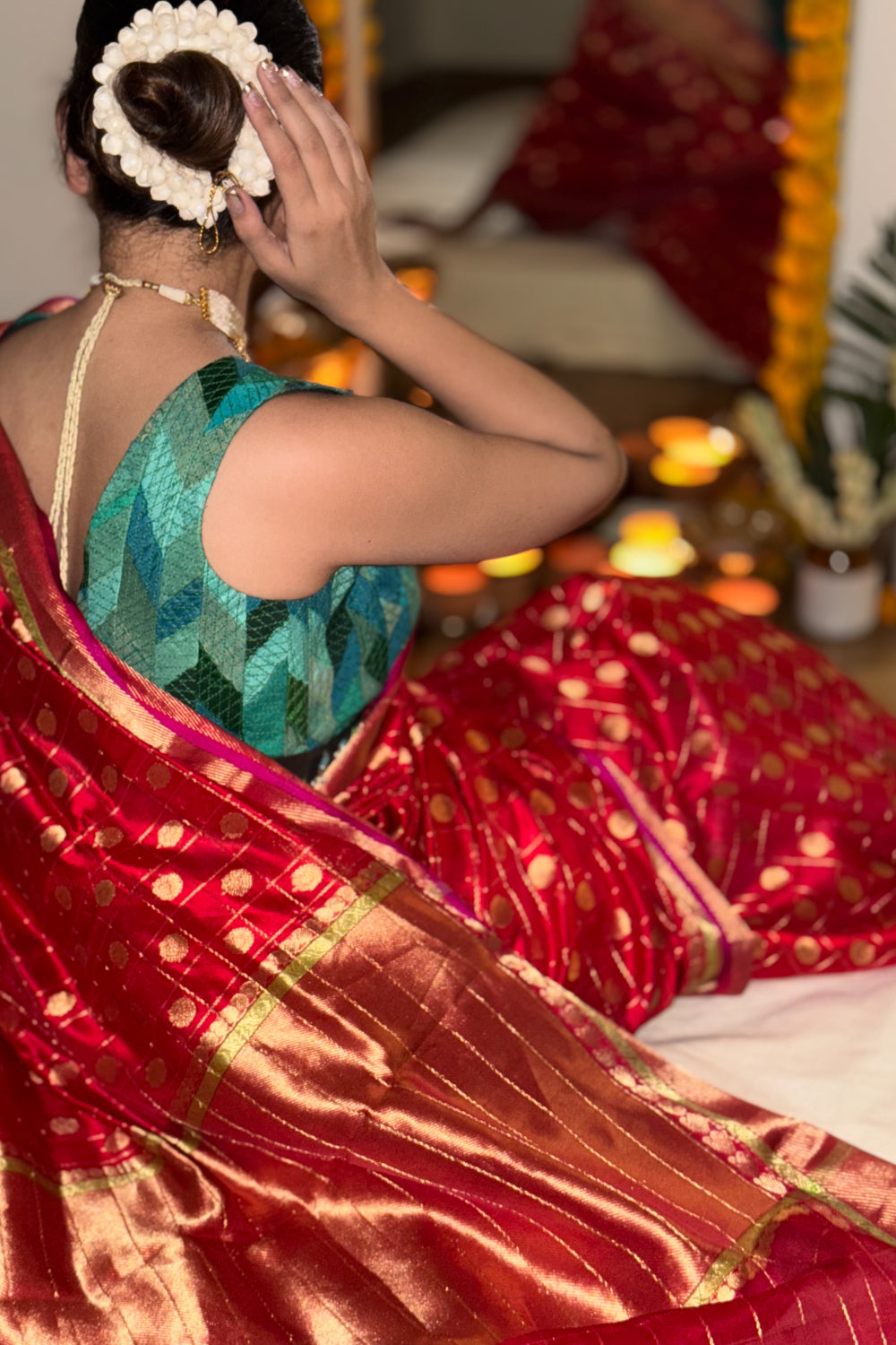 Narayani - Red Silk Chanderi Saree