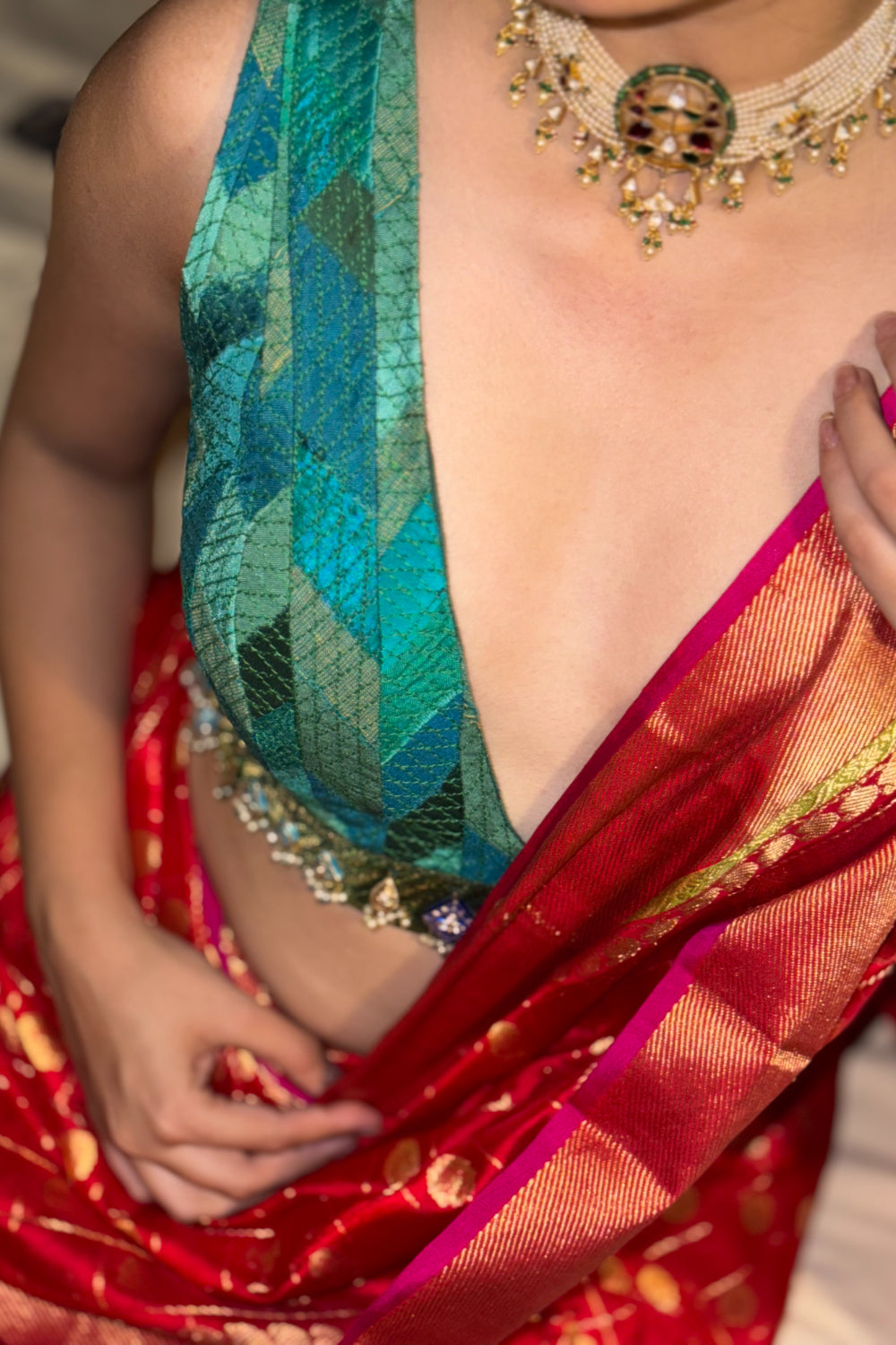 Narayani - Red Silk Chanderi Saree