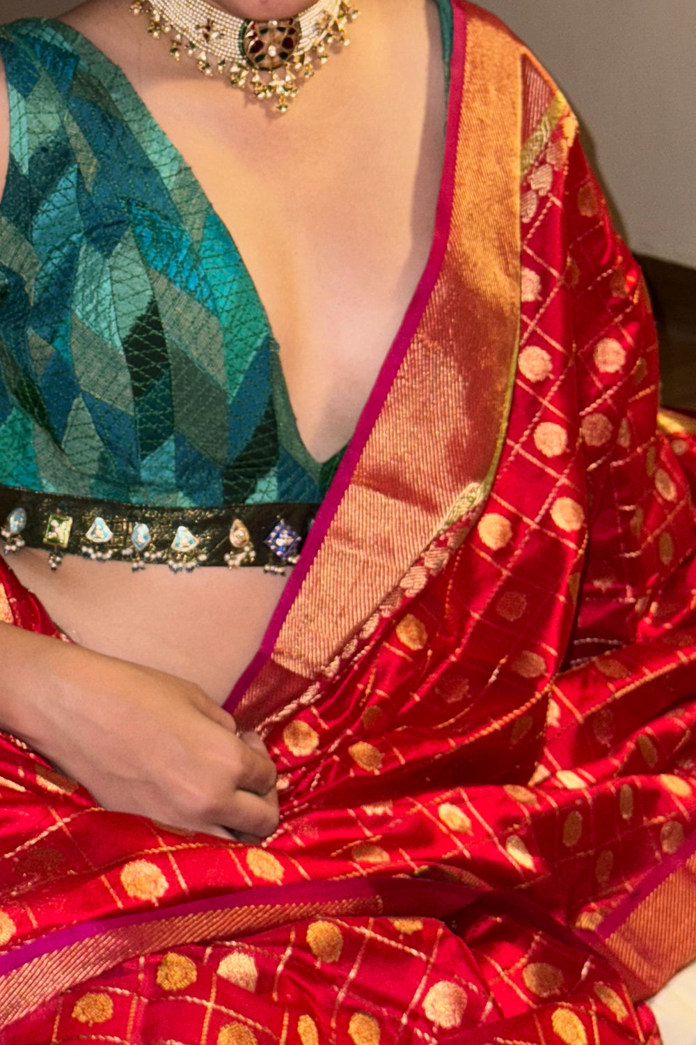 Narayani - Red Silk Chanderi Saree