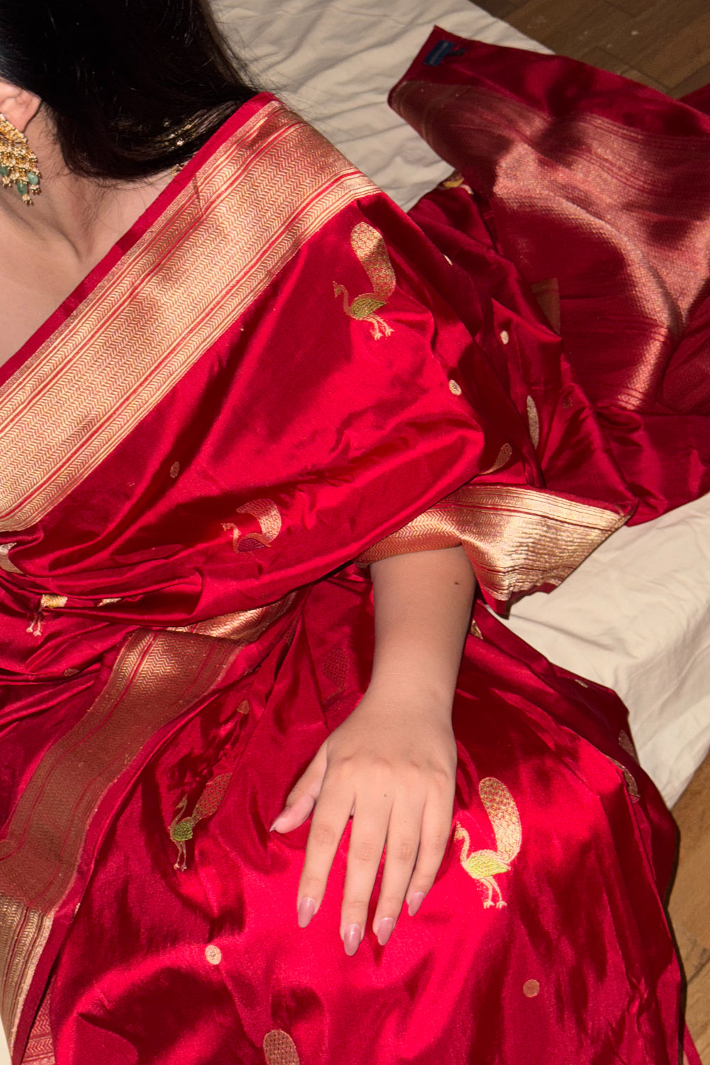 Jayani - Red Silk Katan Banarasi Saree