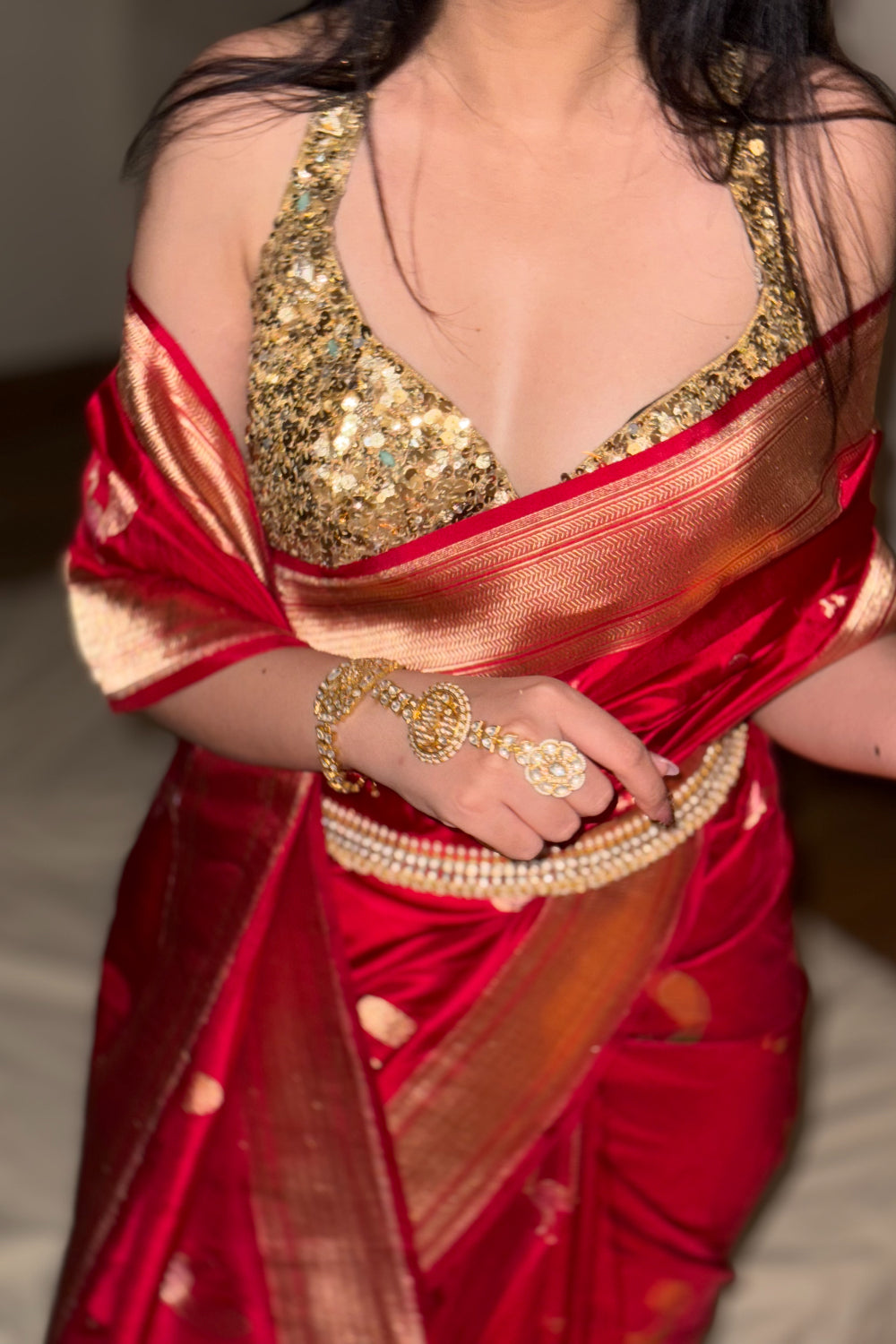 Jayani - Red Silk Katan Banarasi Saree