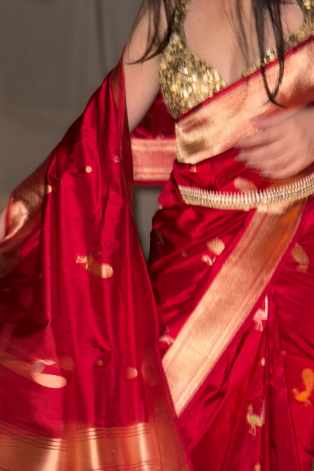 Jayani - Red Silk Katan Banarasi Saree
