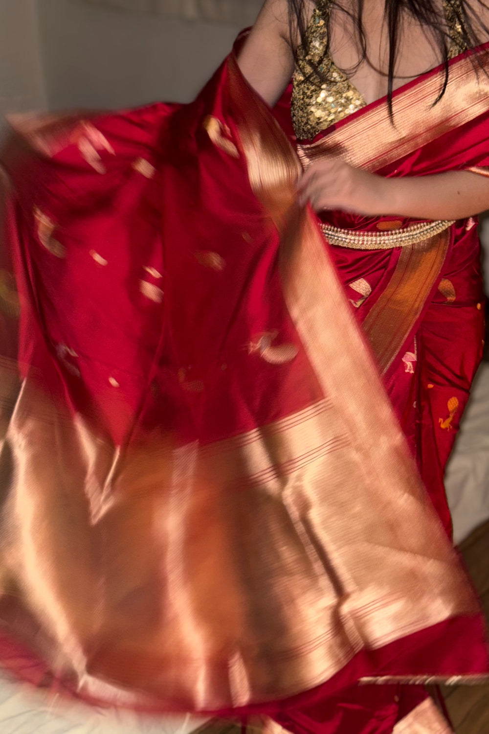 Jayani - Red Silk Katan Banarasi Saree