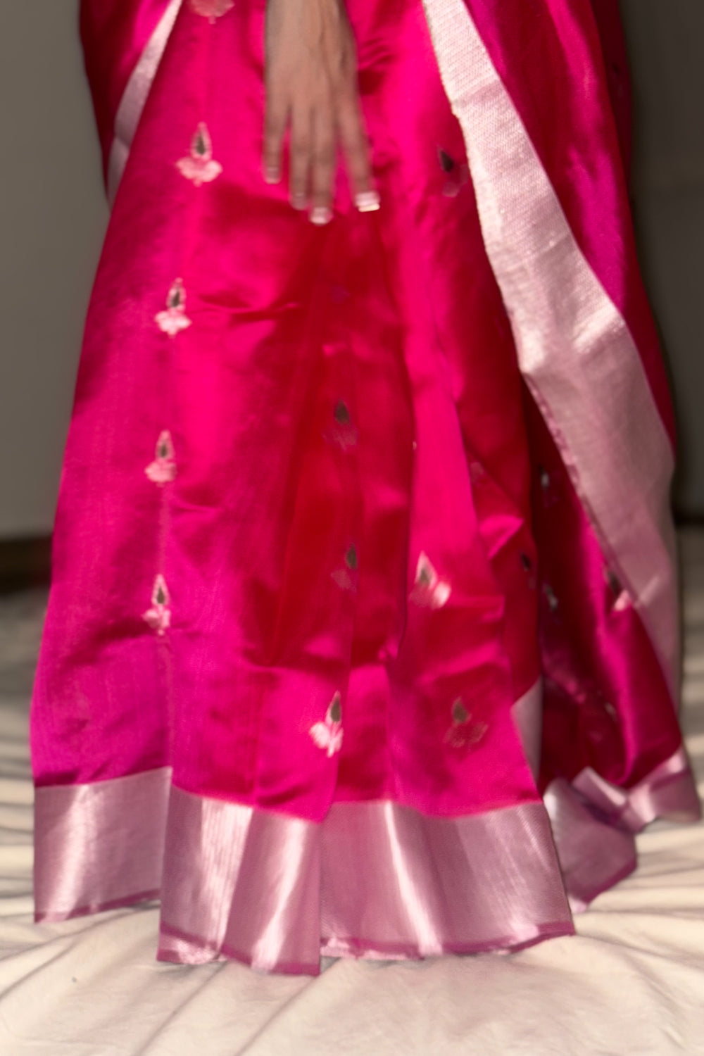 Varahi- Hot Pink Silk Chanderi Saree