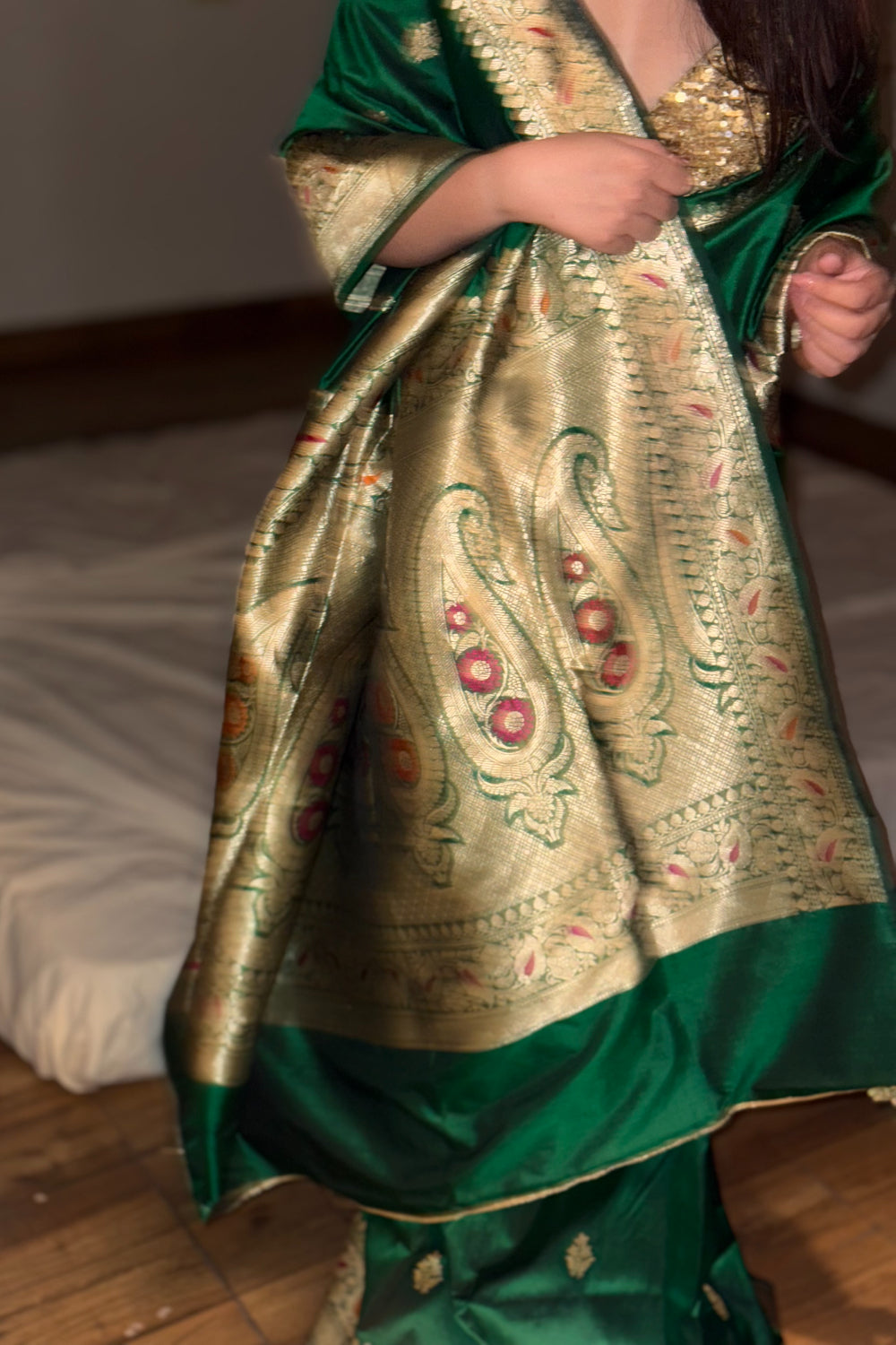 Sakini - Green Silk Katan Banarasi Saree