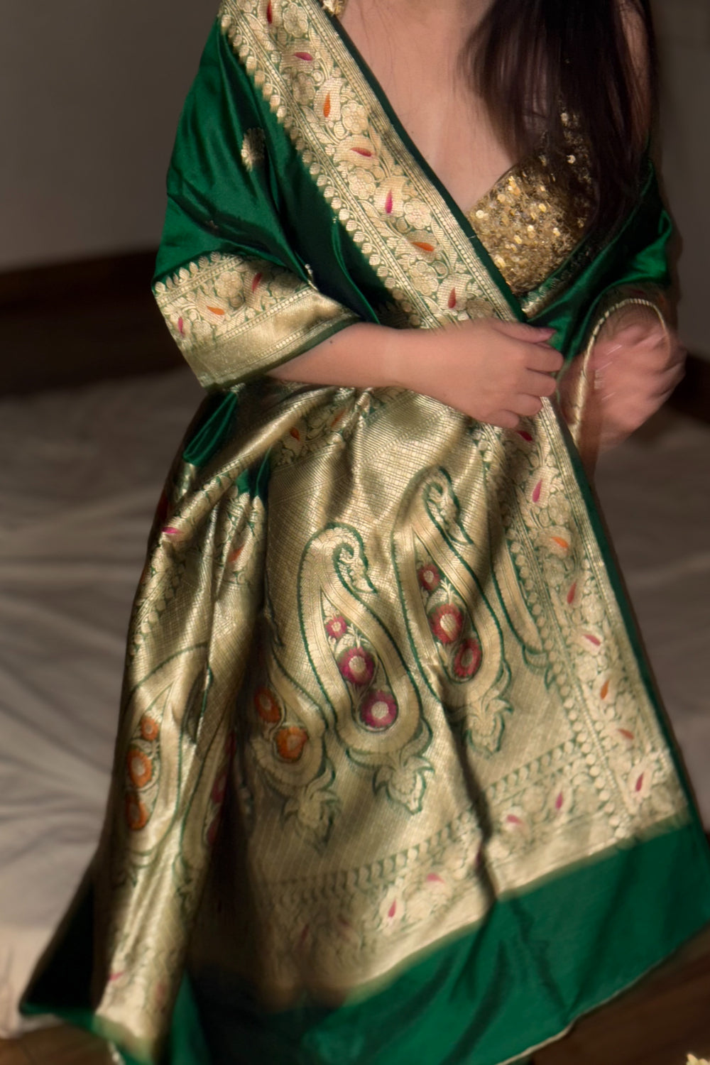 Sakini - Green Silk Katan Banarasi Saree