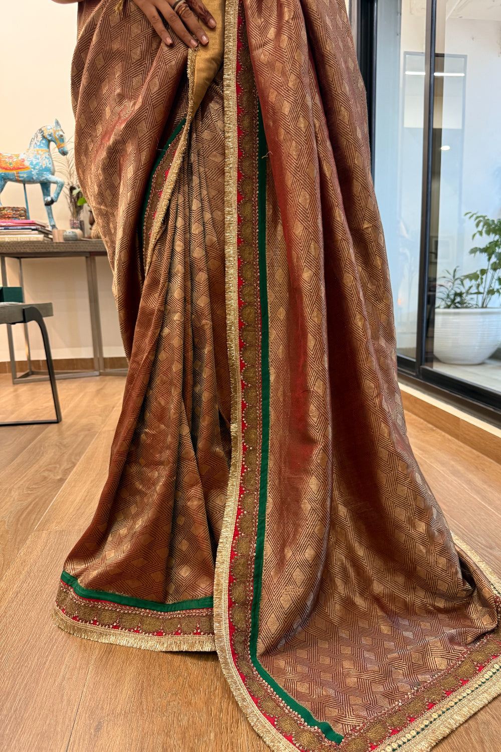 Manomani  - Maroon Silk Brocade Saree