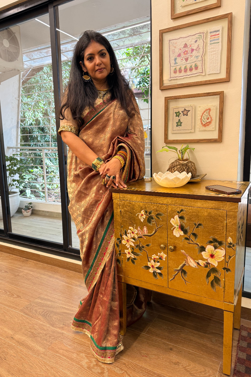 Manomani  - Maroon Silk Brocade Saree