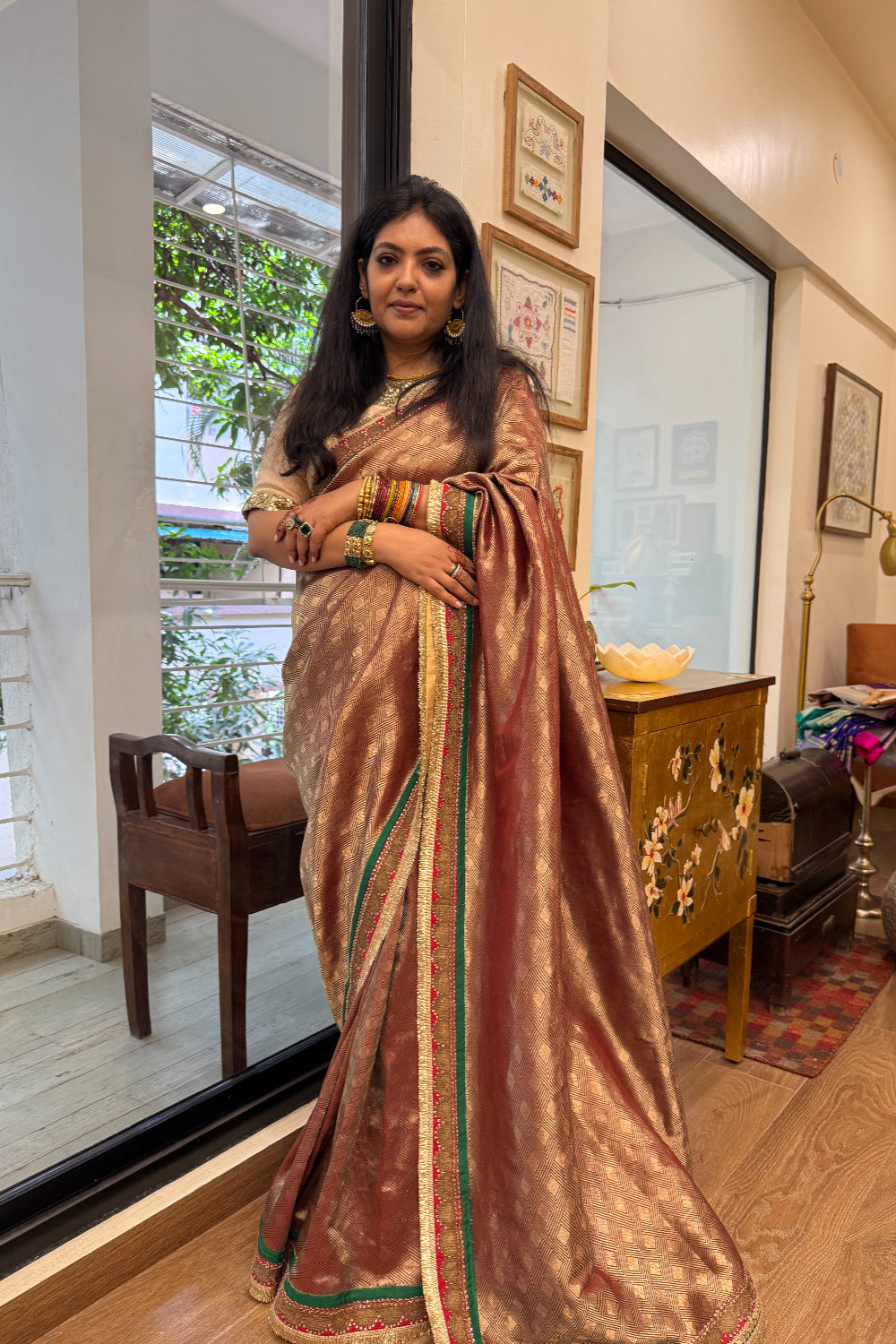 Manomani  - Maroon Silk Brocade Saree