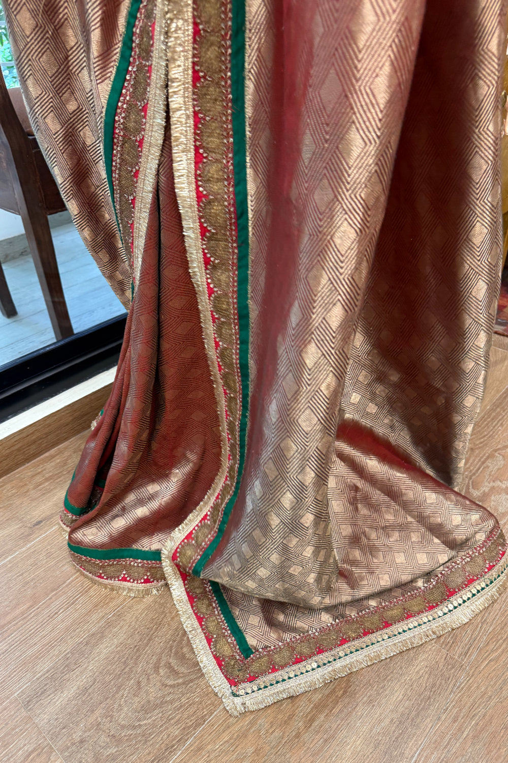 Manomani  - Maroon Silk Brocade Saree